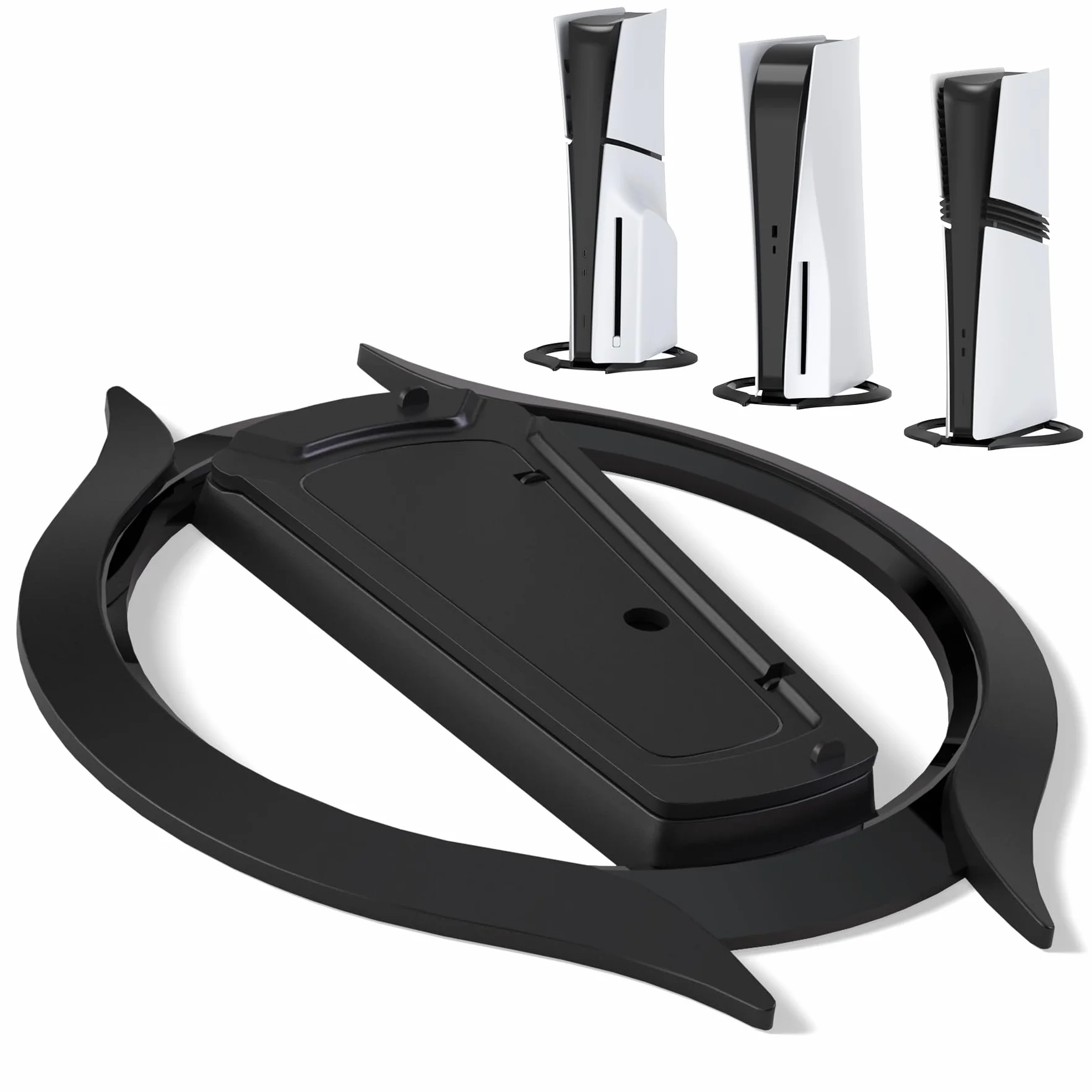 PlayVital Podstawka do ps5/Slim/Pro Standard Console Disc & Digital, Stojak Pionowy do ps5/Slim/Pro z Podkładką Antypoślizgową i Śrubami (Czarny) - Zwiększona Stabilność i Oszczędność Miejsca