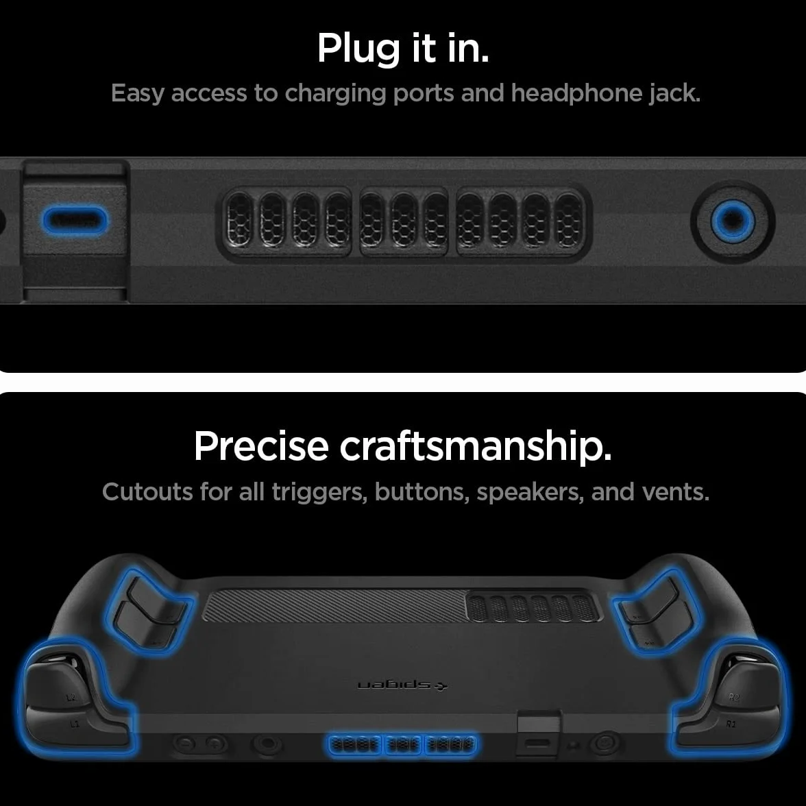 Spigen Wytrzymałe etui pancerne kompatybilne z Steam Deck LCD (2022) / Steam Deck OLED (2023) - czarny matowy