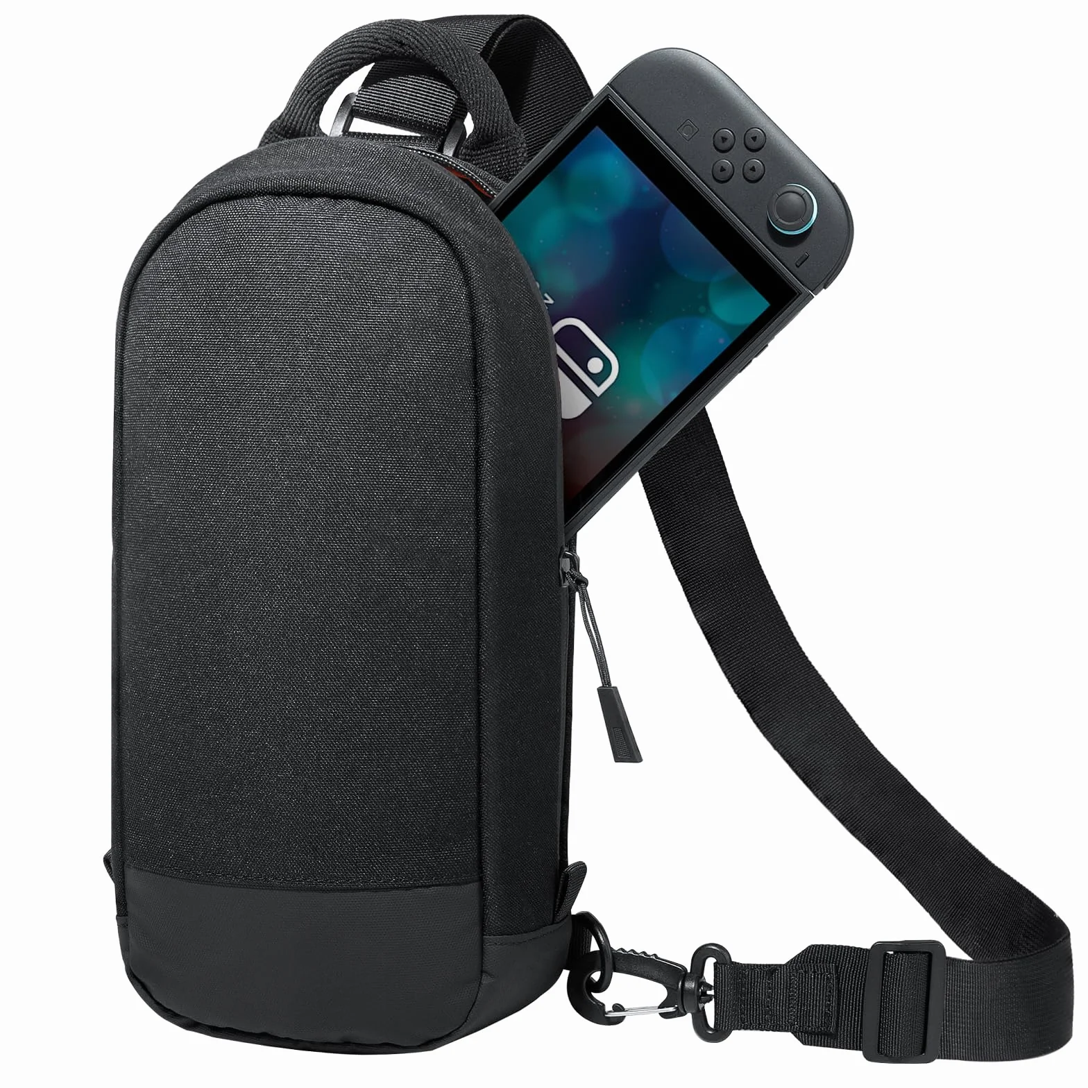 JETech Torba Typu Sling Crossbody do Nintendo Switch 2/Switch OLED/Switch Konsoli, Torba na Ramię z 8 Przegródkami na Karty do Gier, Duża Pojemność na Akcesoria i Ładowarkę, Czarny