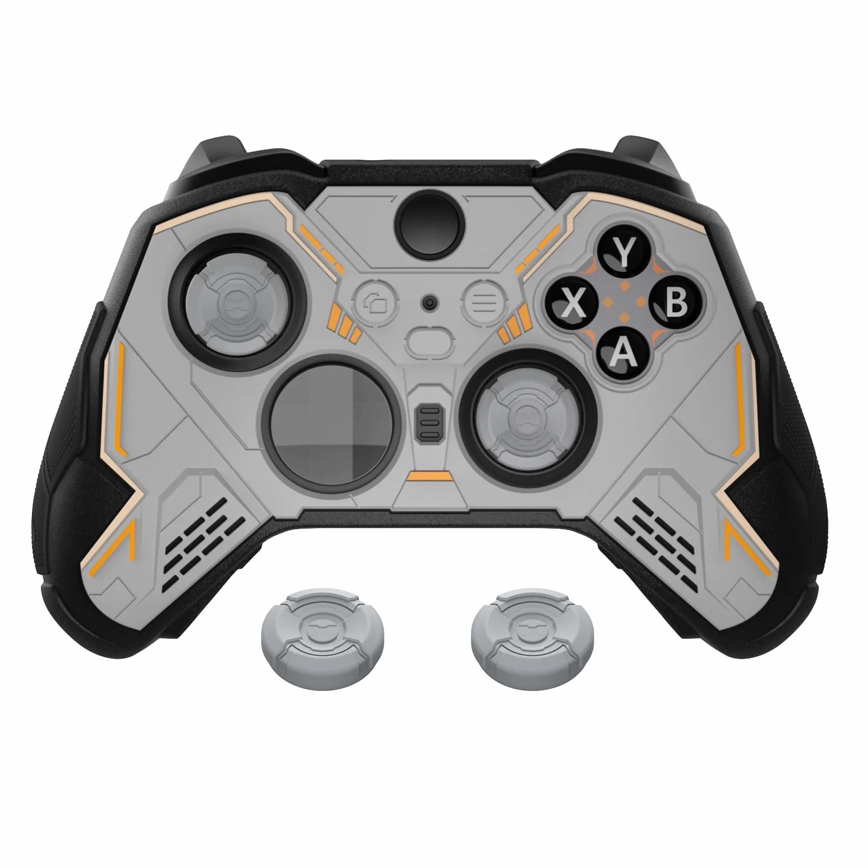 PlayVital Osłona na Kontroler do Xbox Elite Series 2 Core z Nakładkami Joystick i Naklejką, Silikonowe Etui Ochronne do Xbox Elite Series 2 – Szary & Czarny, Mecha Stellar