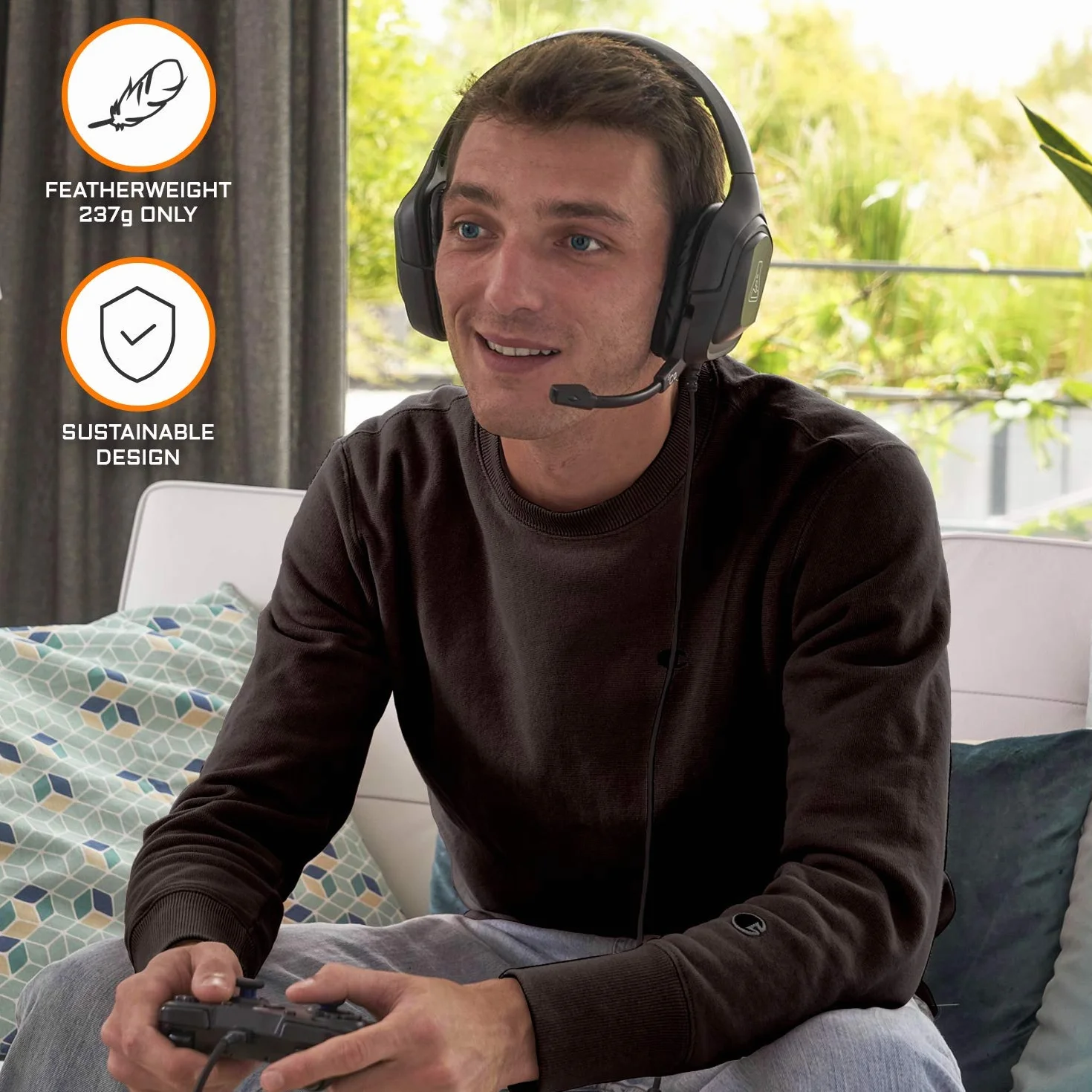 THE G-LAB KORP Cobalt Zestaw słuchawkowy dla graczy - Zestaw słuchawkowy stereo audio dla graczy, ultralekki, mocny bas - mikrofon 3,5 mm Jack dla PC PS4 PS5 Xbox One Switch Smartphone (czarny)