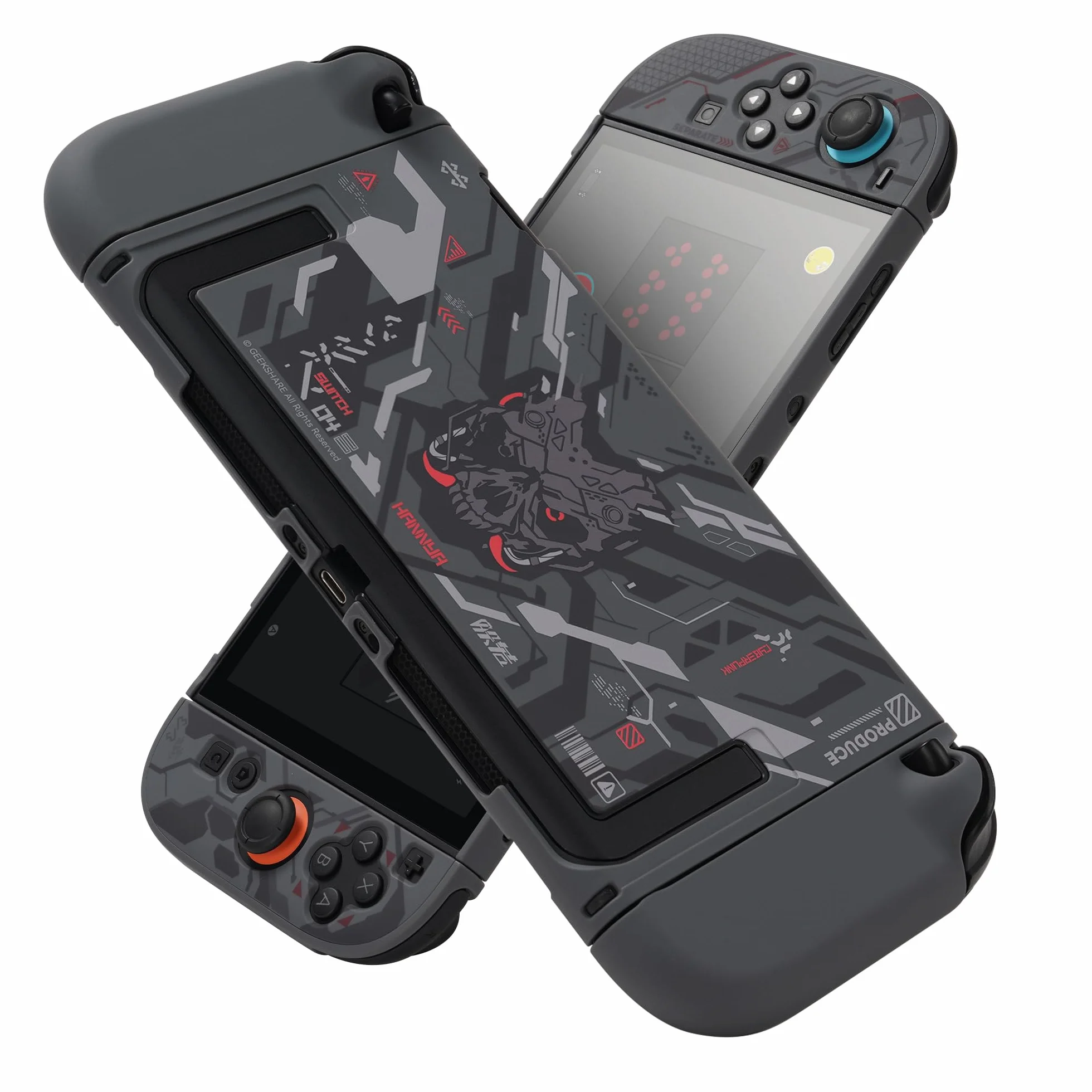 GeekShare Etui ochronne kompatybilne z Switch 2, dokowane etui z kreskówki kompatybilne z Switch 2, odporne na zarysowania i uderzenia wzornictwo – Cyber-Mech
