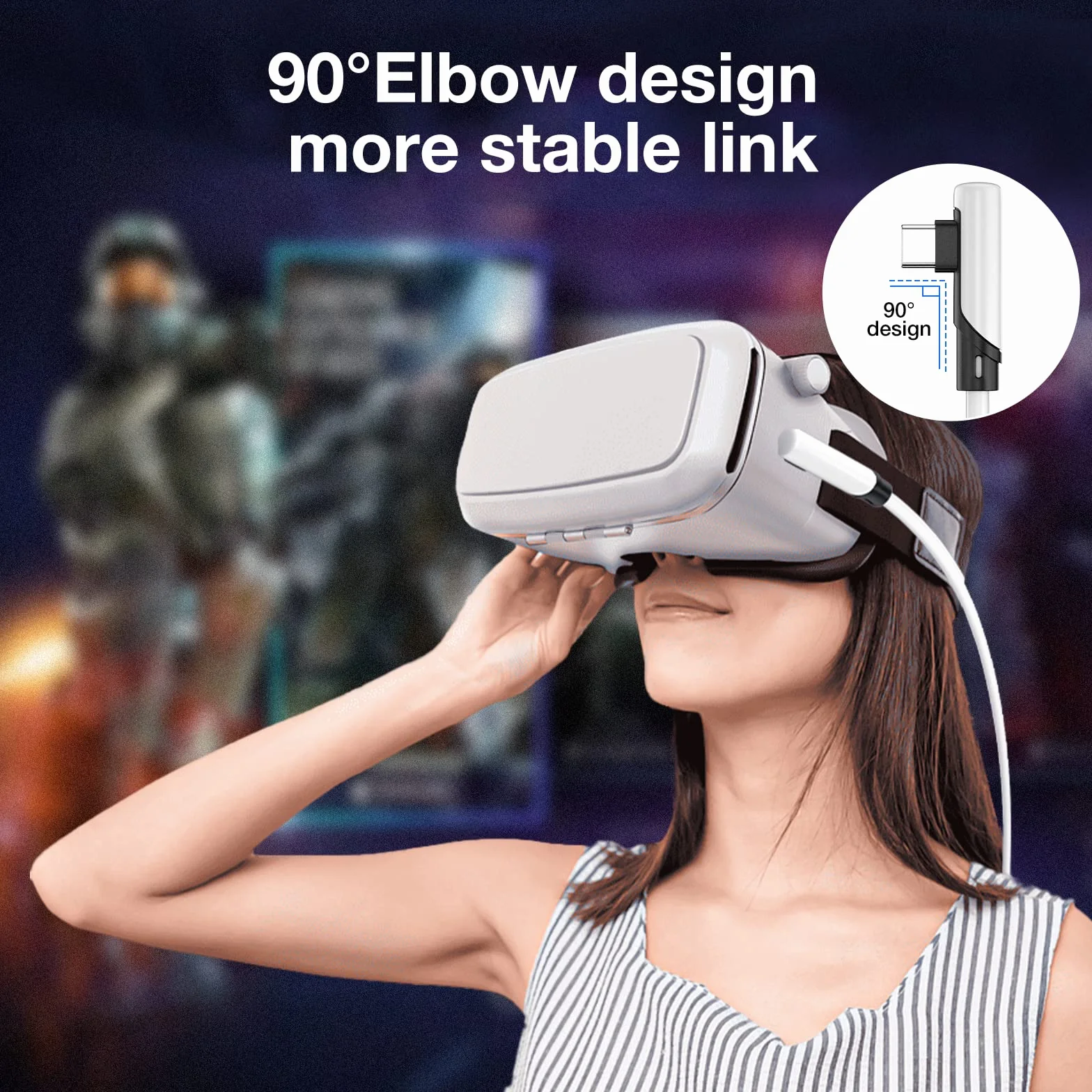 Kabel łączący 5 m kompatybilny z akcesoriami Oculus Meta Quest 3, Quest 2/Pro/Pico 4 i komputerem PC/Steam VR, przewód ładujący Kabel USB 3.1 na USB C do zestawu słuchawkowego VR i komputera do gier