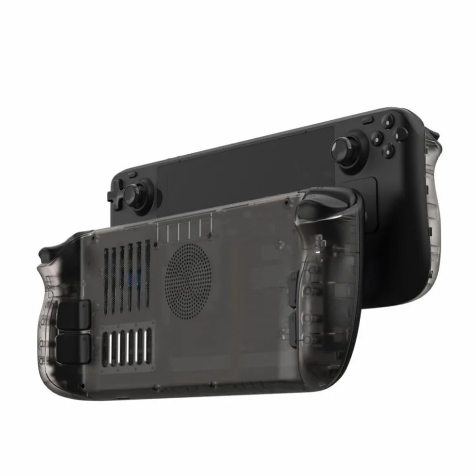 Obudowa Płyty Tylnej Panele dla Steam Deck/Steam Deck OLED Konsoli, DIY Przezroczysta Wymienna Obudowy Niestandardowy Panel z Otworem Wentylacyjnym, Przezroczysty Czarny