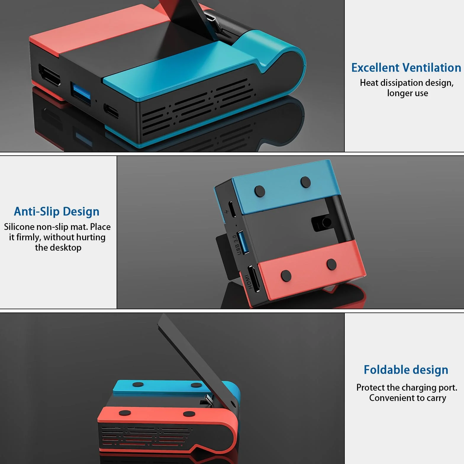 Dock TV Switch - składana stacja dokująca Tendak do przełącznika Nintendo/przełącznika OLED, przenośna stacja przełącznika typu C z adapterem HDMI i portem USB 3.0