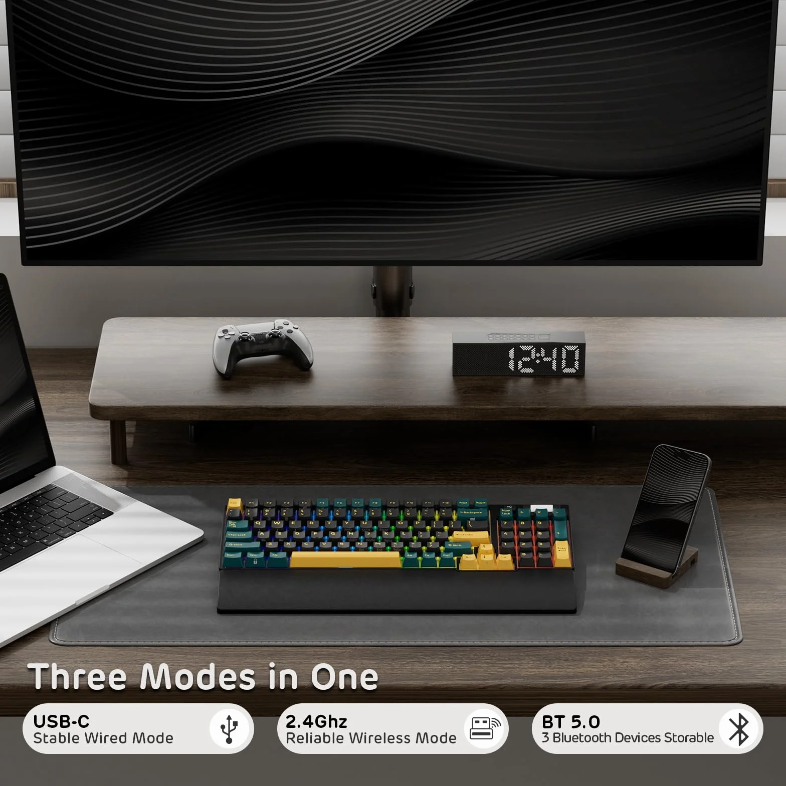 RK ROYAL KLUDGE RK96 RGB Limited Ed, 90% 96 klawiszy bezprzewodowa tri-Mode BT5.0/2.4G/USB-C Hot-Swap klawiatura mechaniczna z podpórką pod nadgarstek, obsługa oprogramowania, przełącznik dotykowy
