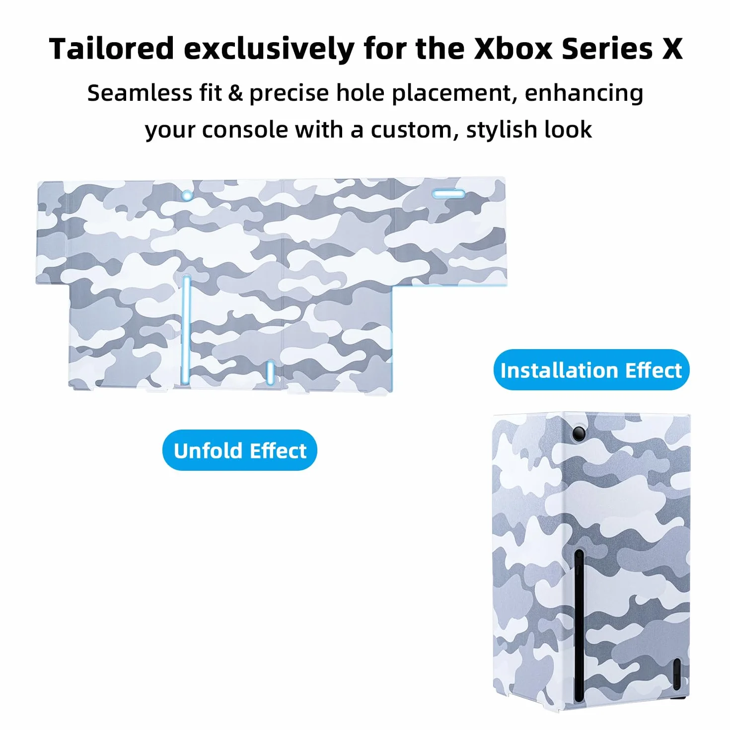 Mcbazel Magnetyczne inteligentne okłady ochronne do konsoli Xbox Series X, wysokiej jakości akcesoria ze skóry PU i miękka wyściółka wewnętrzna - szary kamuflaż
