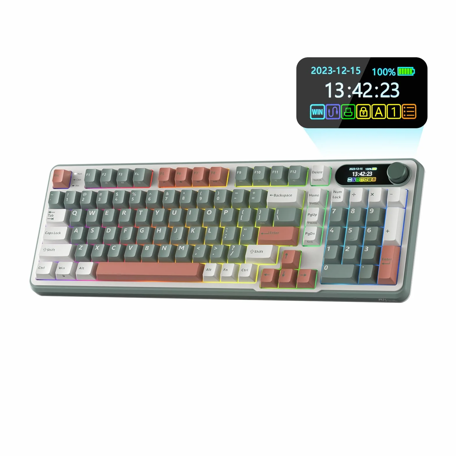 RK ROYAL KLUDGE S98 Klawiatura mechaniczna z inteligentnym wyświetlaczem i przyciskiem, 96% bezprzewodowa klawiatura mechaniczna BT/2.4G/USB-C, gorąca wymiana, obsługa oprogramowania