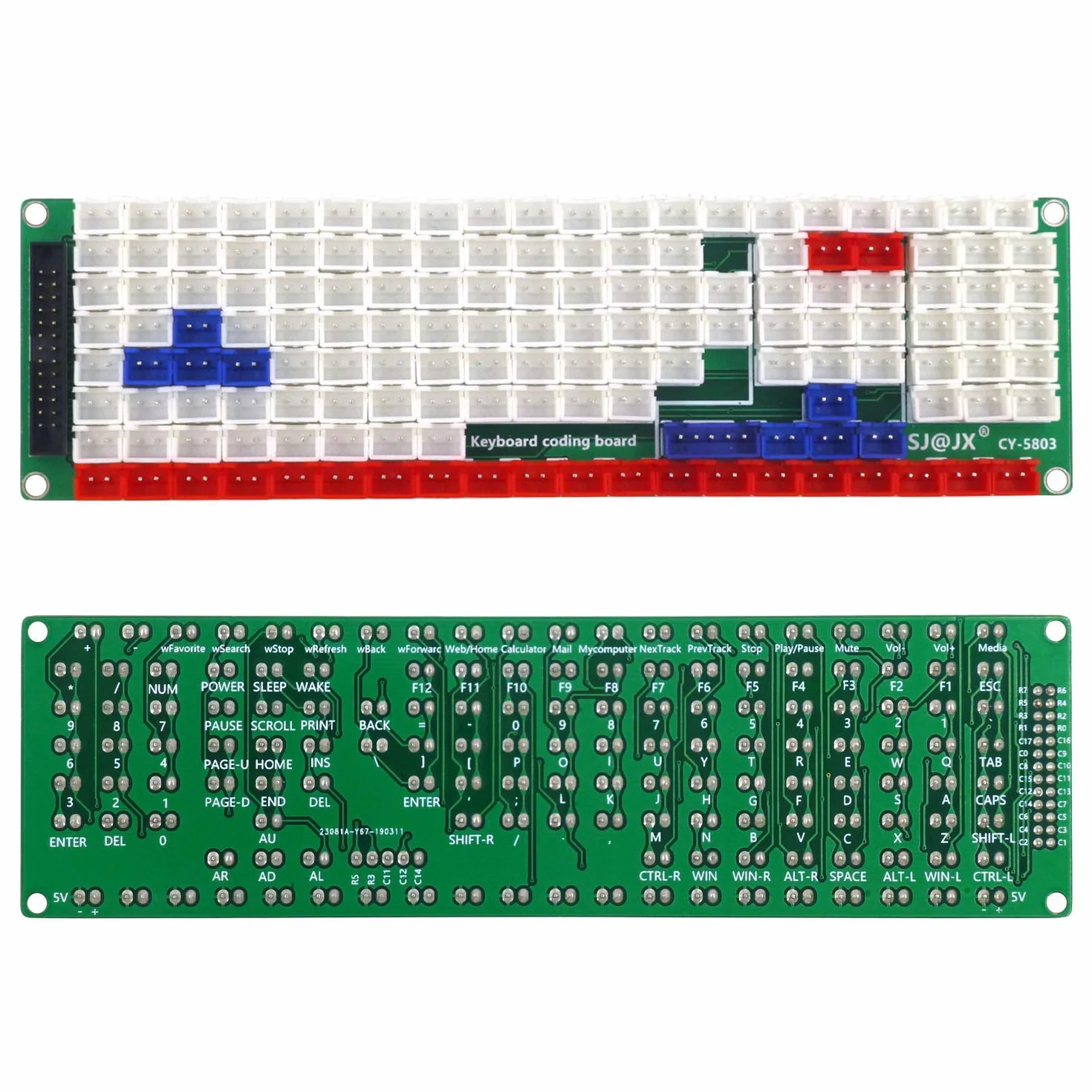 SJ@JX Development Keyboard Encoder Board Game Controller DIY LED Keyboard Development Board Media Music USB Encoder 104 Keys Arcade DIY Kit
