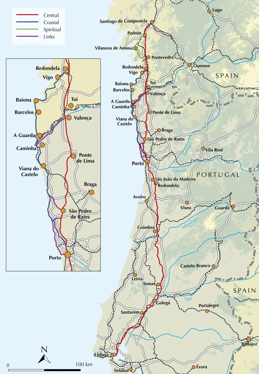The camino portugues: From Lisbon and Porto to Santiago - Central, Coastal and Spiritual Caminos