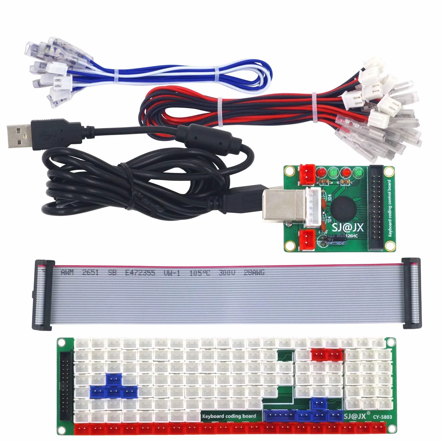 SJ@JX Development Keyboard Encoder Board Game Controller DIY LED Keyboard Development Board Media Music USB Encoder 104 Keys Arcade DIY Kit