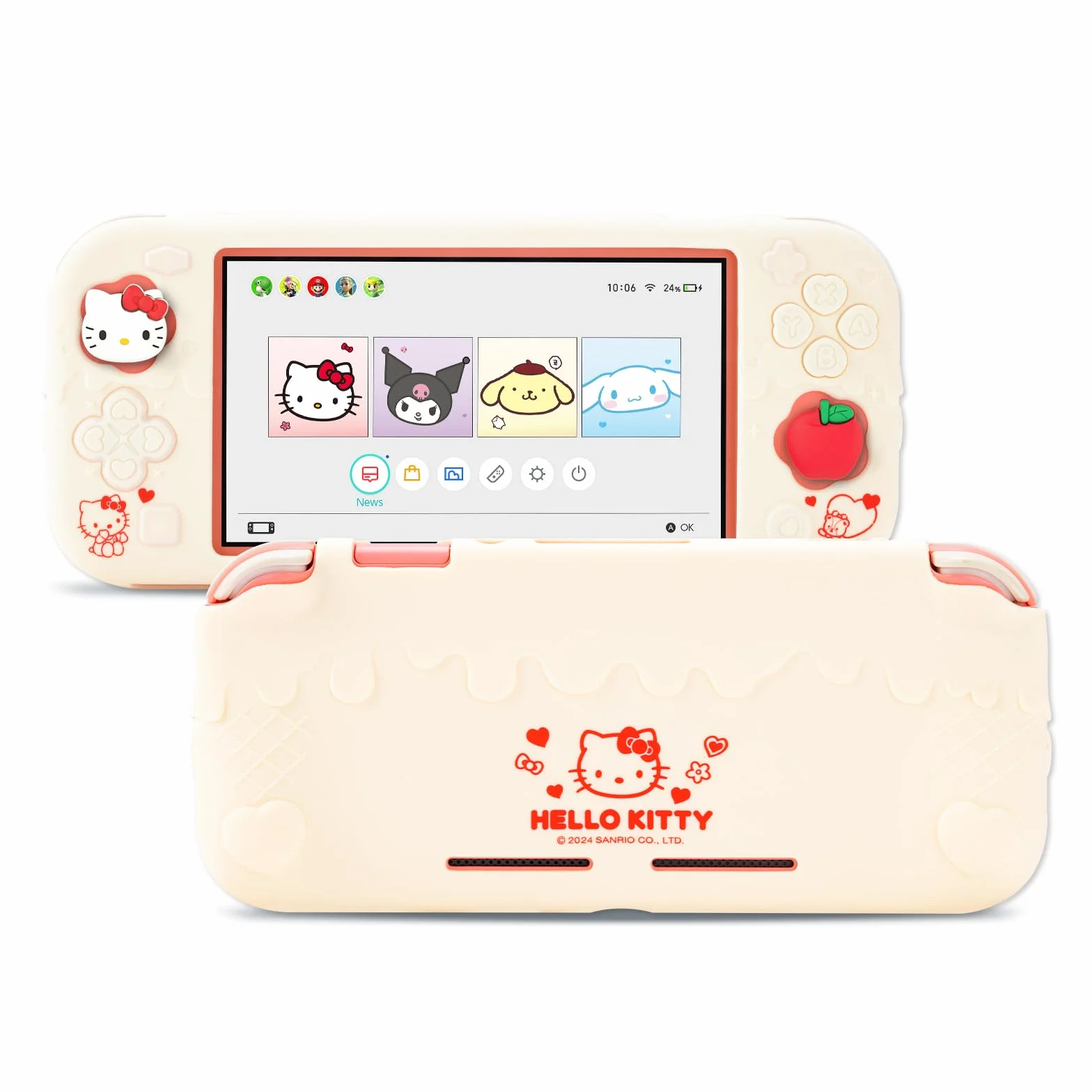 Kuitmor Etui ochronne do Switch Lite, Miękka Silikonowa Osłona, Zabezpieczenie przed Zarysowaniami z 2 Nakładkami na Drążki - Kremowy Biały