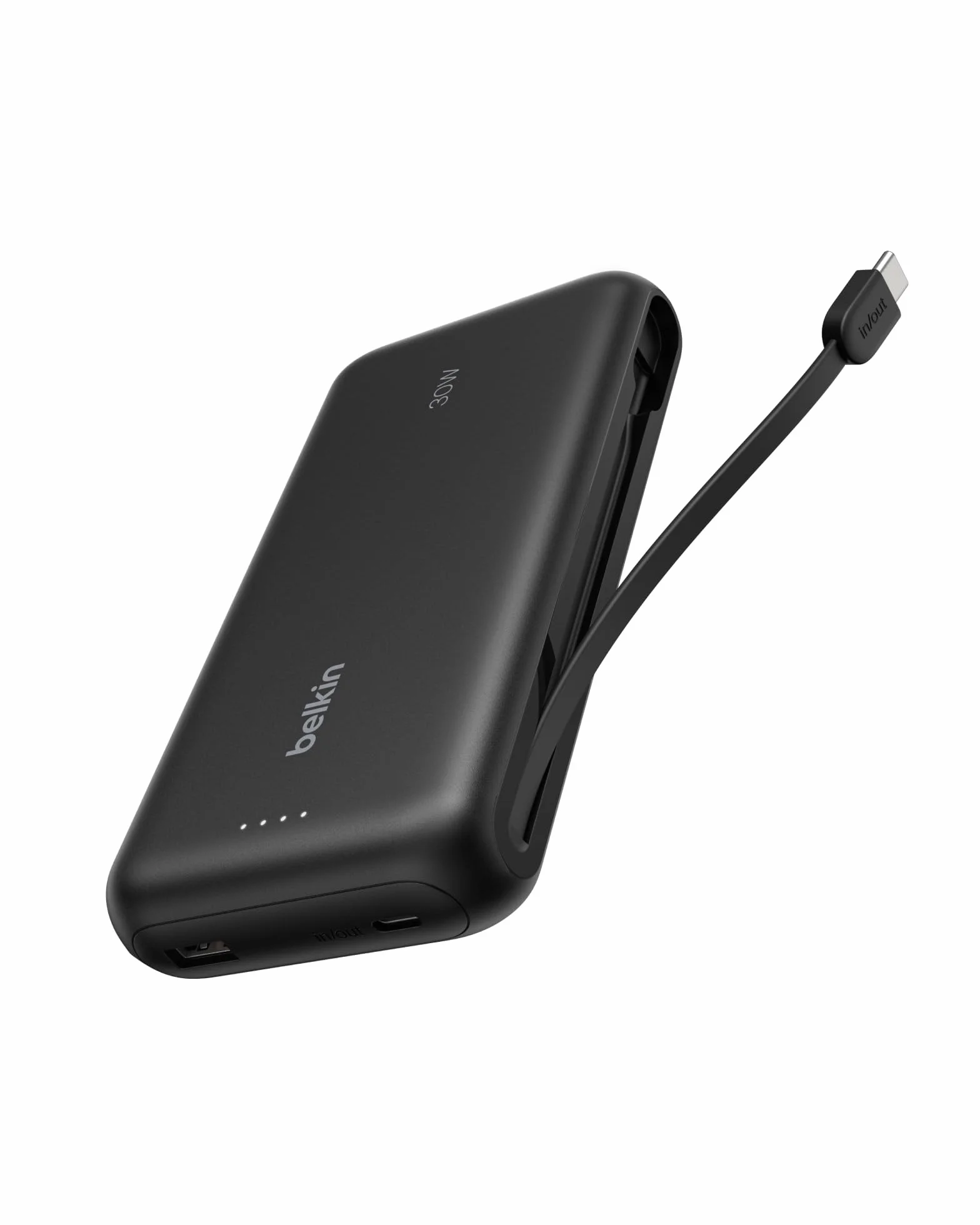 Belkin Gaming powerbank 30 W 20 000 mAh ze zintegrowanym kablem USB-C – szybkie ładowanie USB-C PD, przenośna ładowarka do urządzeń Nintendo Switch 2, iPhone 16, iPad Pro, Galaxy S25 i innych – czarny
