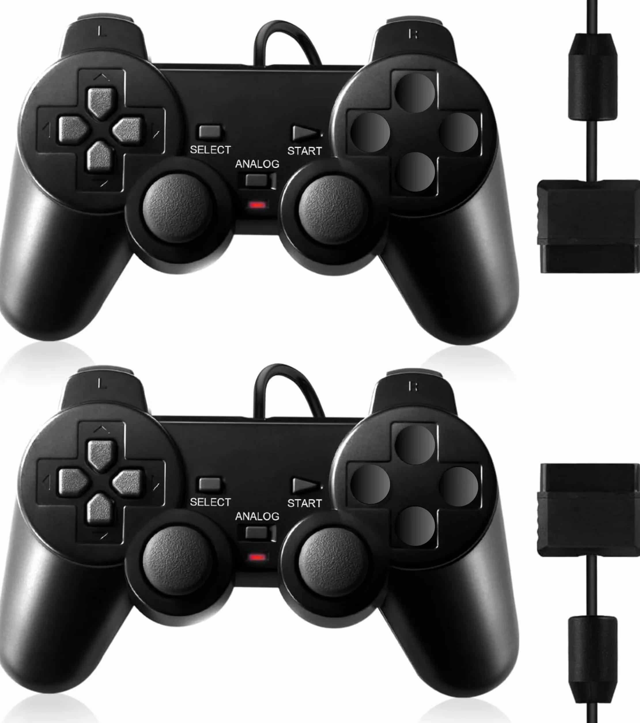 FLLAGG20 2X Kontroler PS2 Gamepad z kablem kompatybilny z grami wideo Controller PS2 Ps1 Ps one PSX Joypad