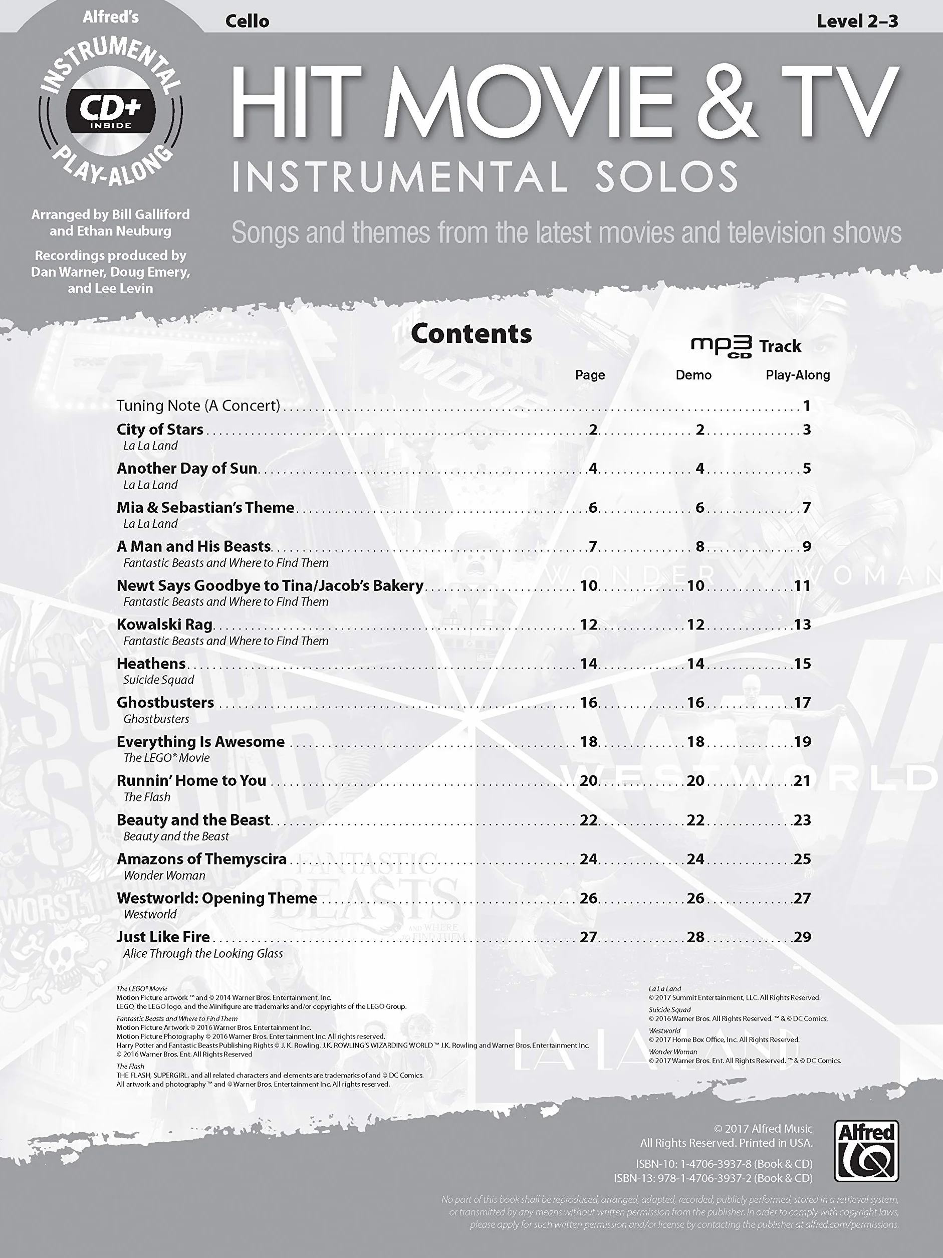 Hit Movie & TV Instrumental Solos for Strings: Songs and Themes from the Latest Movies and Television Shows (Cello), Book & CD