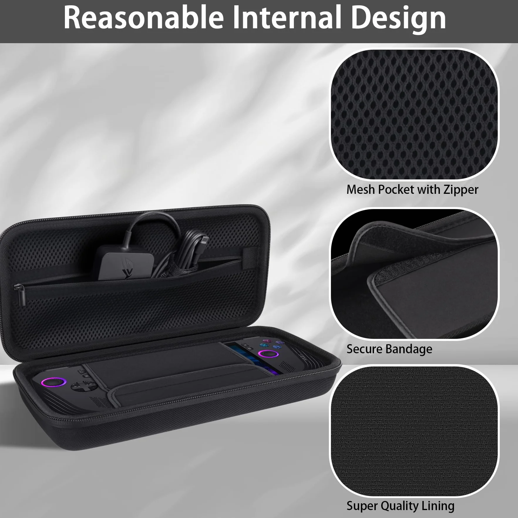 co2CREA Etui podróżne do konsoli do gier ASUS ROG Ally/ASUS ROG Ally X 2024, Czarny, For ROG Ally X 2024, Nowoczesny