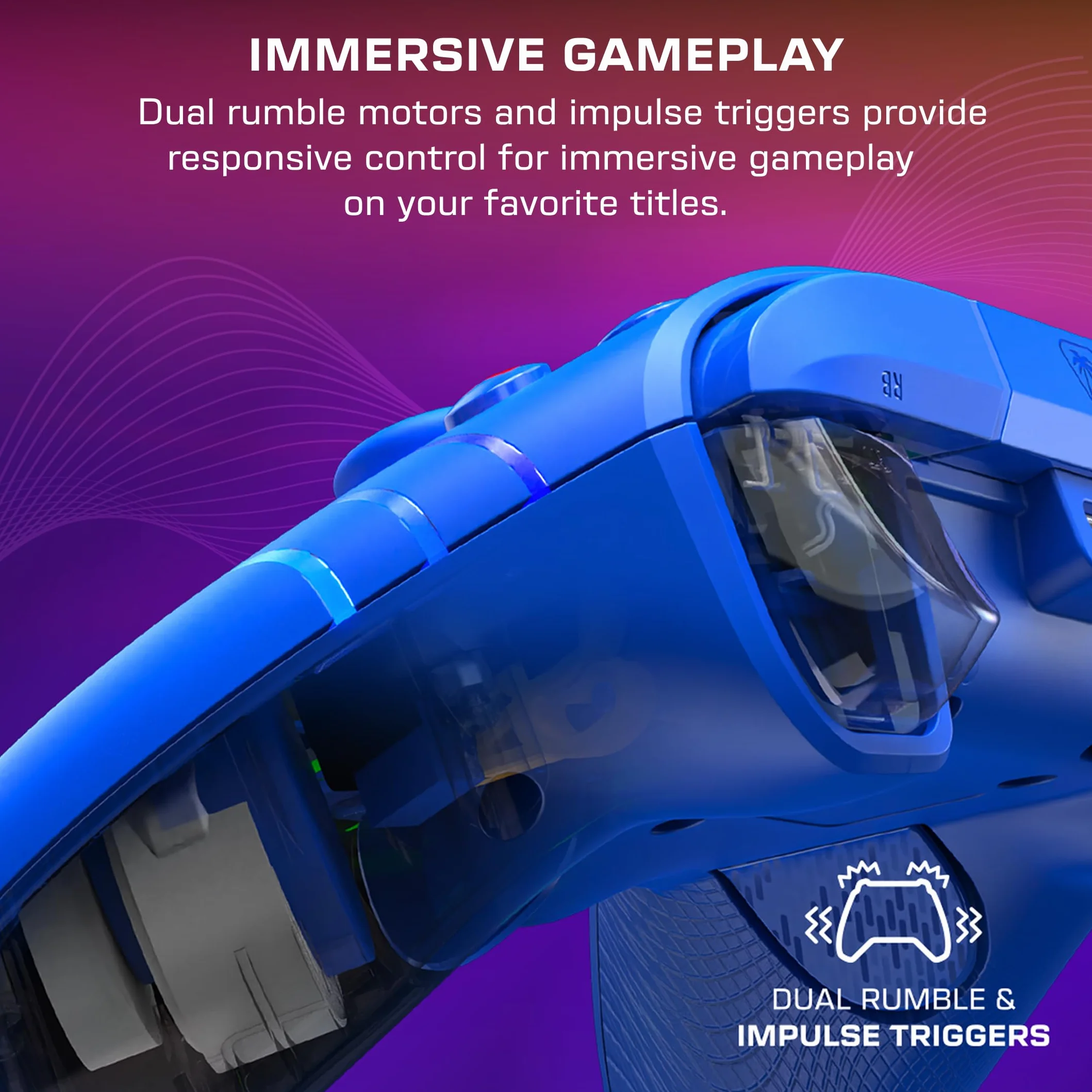 Turtle Beach Afterglow Wave Kontroler do gier RGB na niebiesko – Licencjonowany dla Xbox Series X lub S, Xbox One i Windows