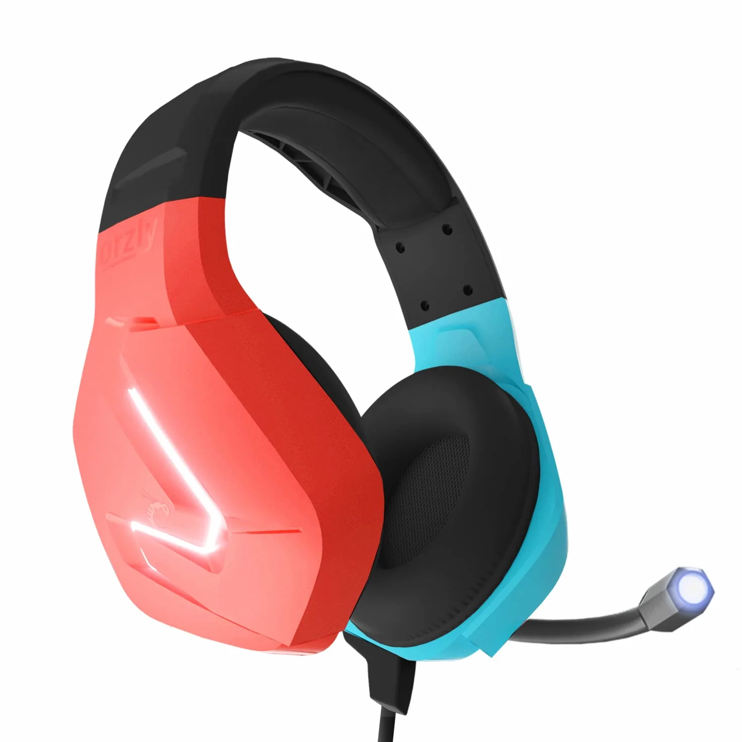 Orzly Zestaw słuchawkowy do gier Orzly z mikrofonem kompatybilny z Nintendo Switch OLED i Lite Joycon Color Match z mikrofonem Led Light i pilotem - Hornet RXH-20 Tanami Edition