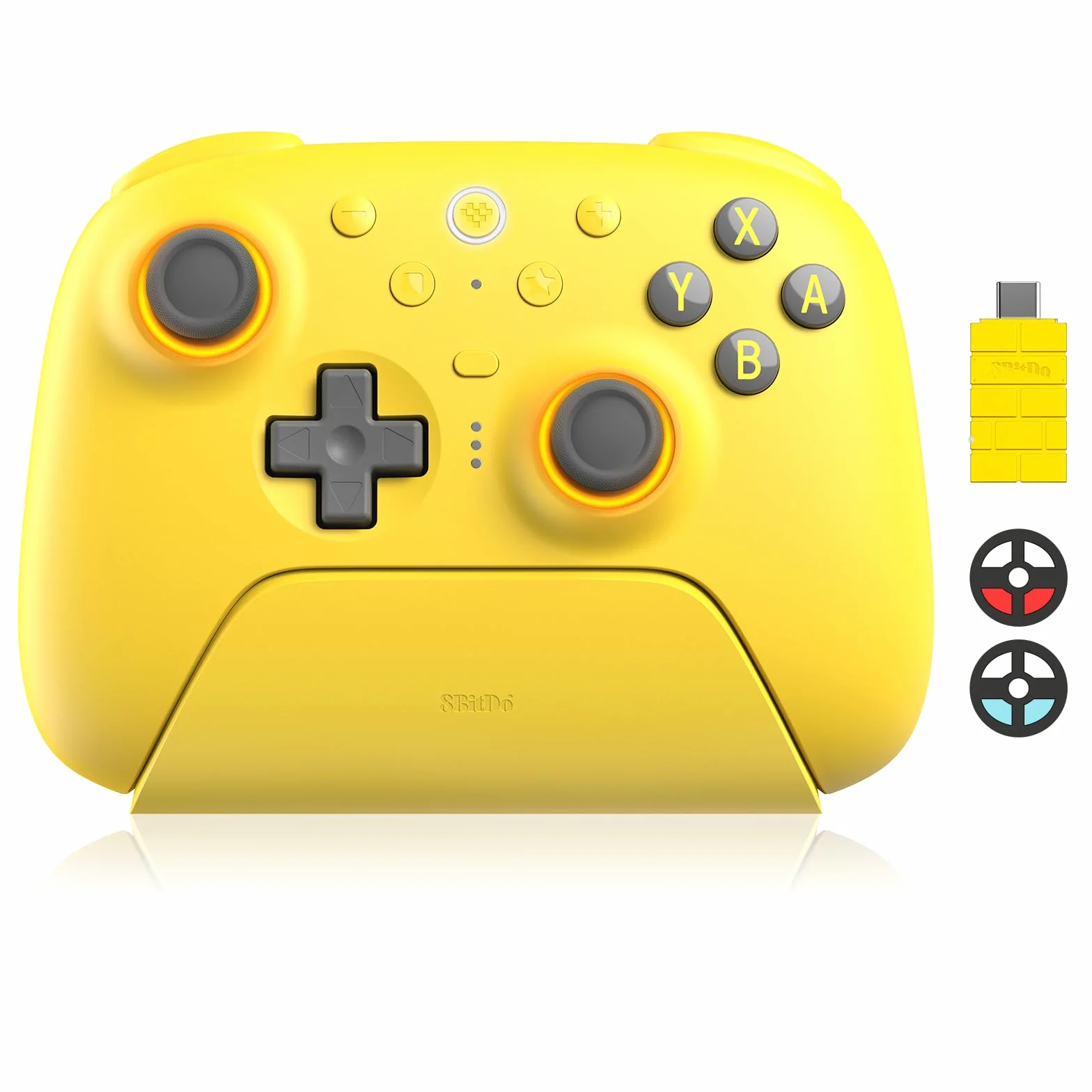 LONGYI 8BitDo Ultimate 2 kontroler Bluetooth z joystickami TMR do Switch 1/2, Windows PC, kontroler gamingowy z przełączanym efektem pogłosu/dotykowymi wyzwalaczami, pierścieniem ognia RGB, stacją