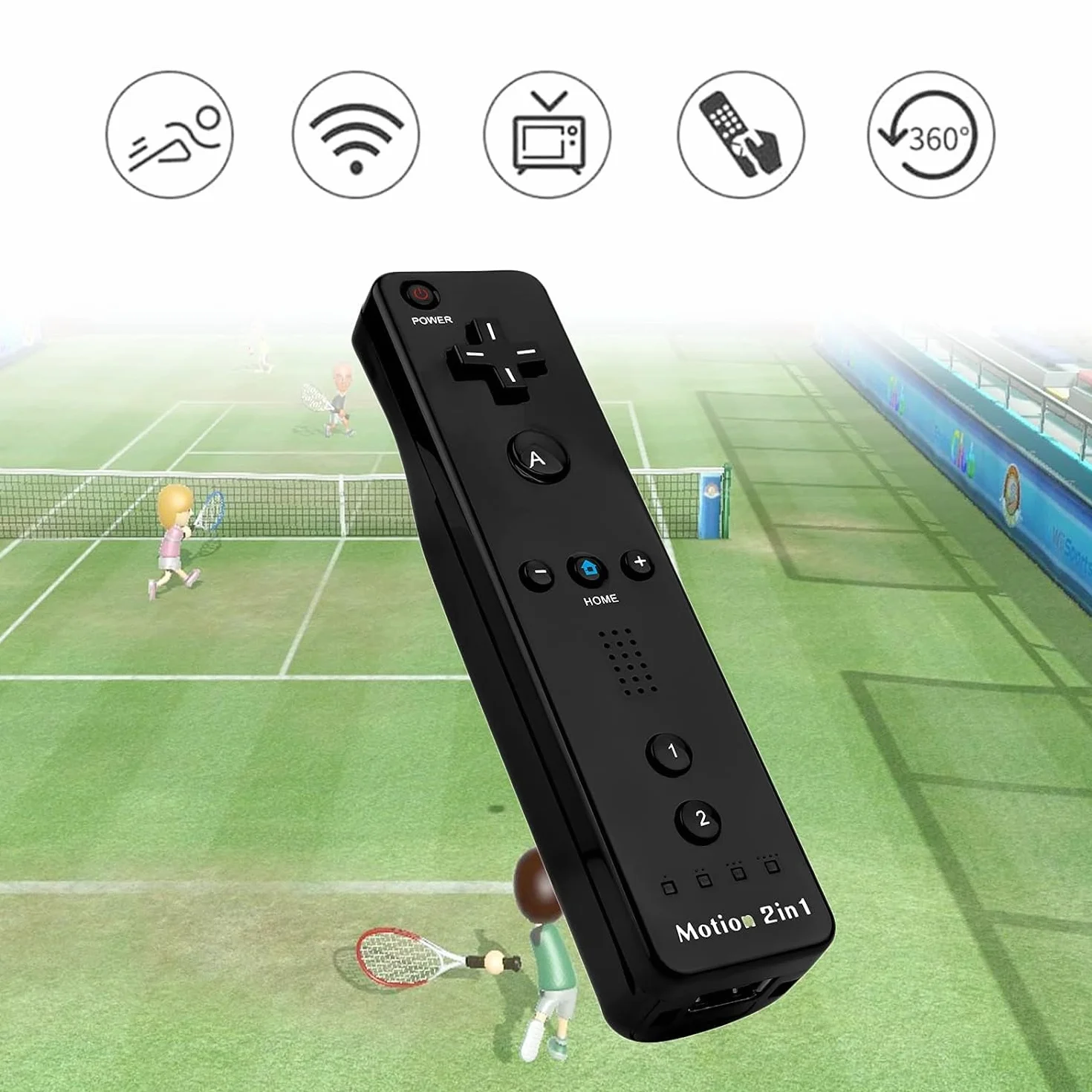 TechKen zestaw 2 sztuki kontrolerów Wii lewostronnych z Motion Plus, pilot Wii Remote Motion Plus z silikonową osłoną i opaską na rękę