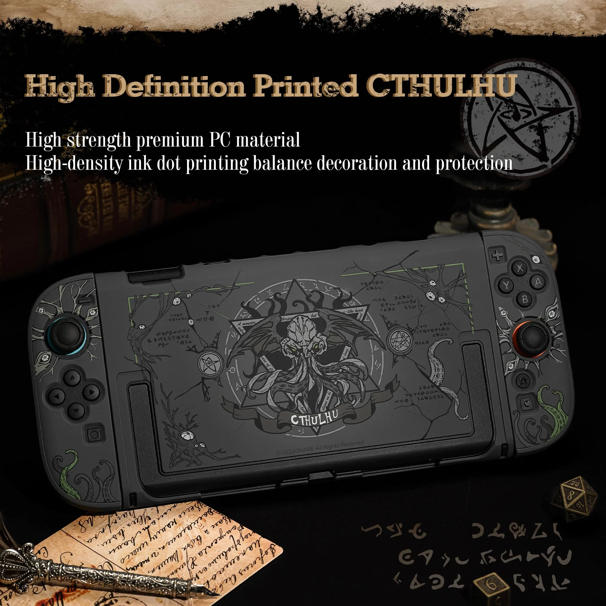 GeekShare Twarde etui ochronne kompatybilne z Switch 2, Kawaii Cartoon Switch 2, kompatybilne z dokowaniem, odporne na zarysowania i uderzenia designerskie etui — Cthulhu