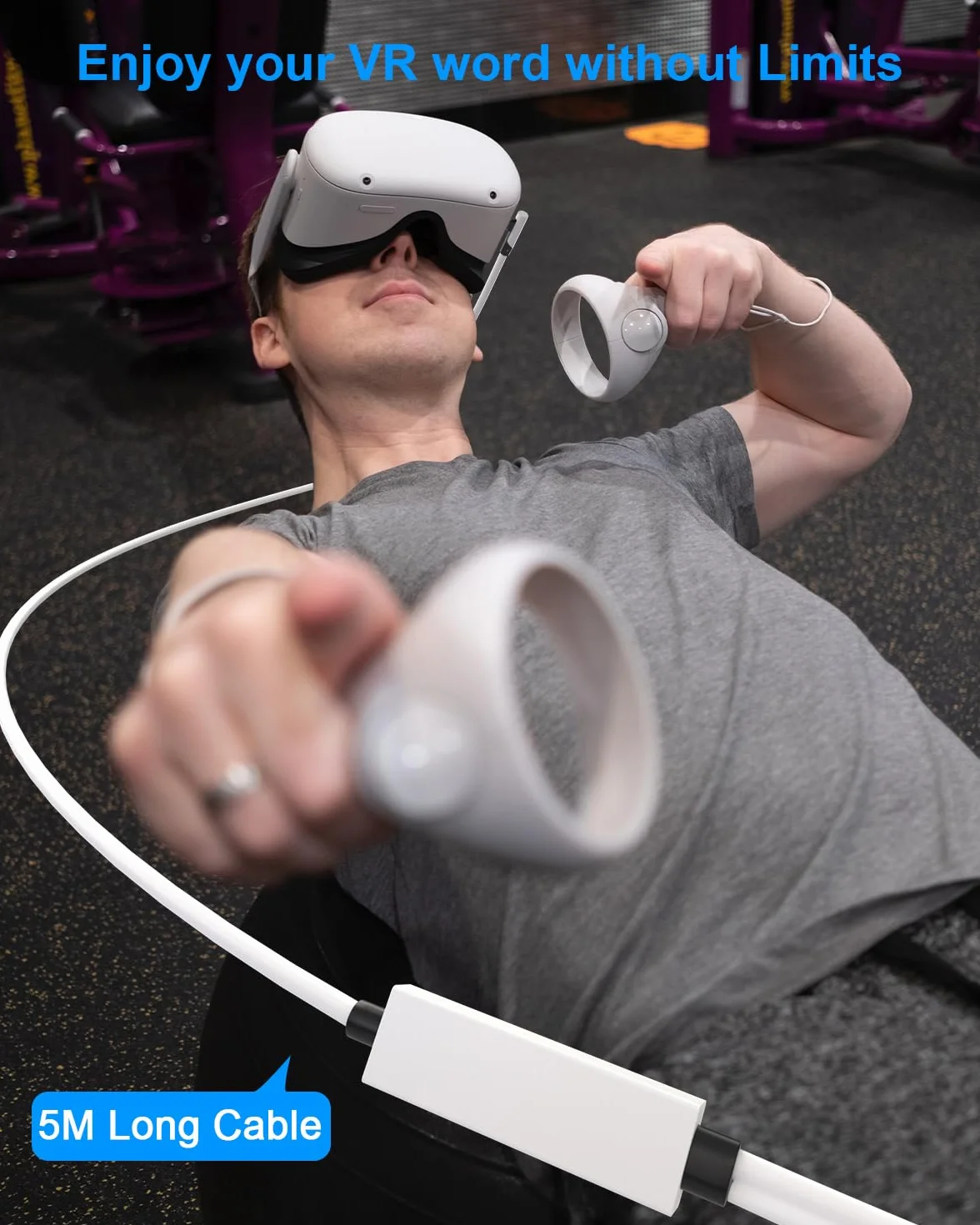 Kabel łączący 2 w 1, kompatybilny z Oculus/Meta Quest 2, z oddzielną funkcją ładowania USB C do zestawu słuchawkowego VR, 5 metrów, USB 3.0 na typ C, akcesoria do Steam VR/PC do gier
