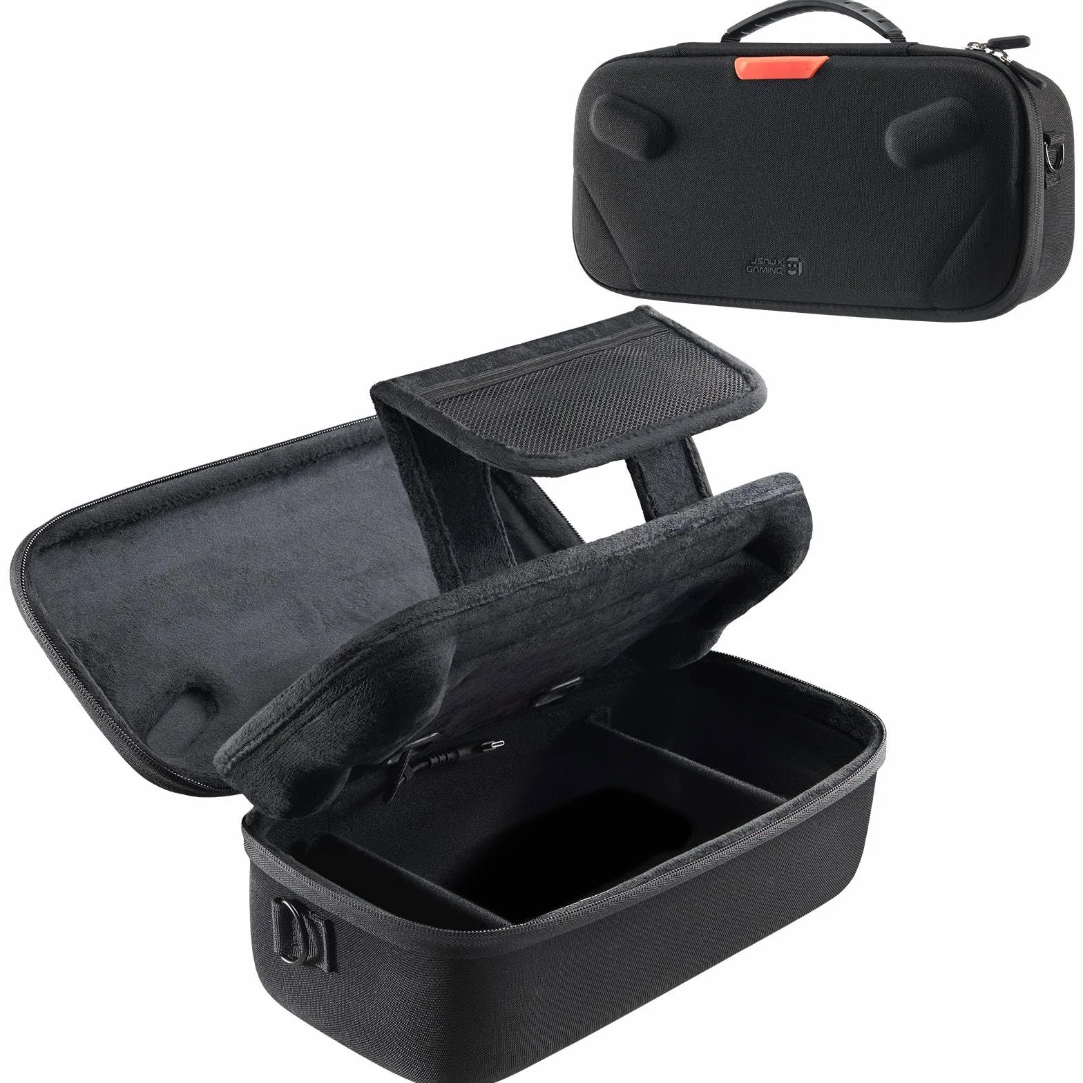 JSAUX Torba Steam Deck na Steam Deck i Steam Deck OLED, dwuwarstwowa, twarda obudowa ochronna z otworem na kabel, w zestawie kątowy kabel USB C, duża pojemność na ładowarkę i akcesoria