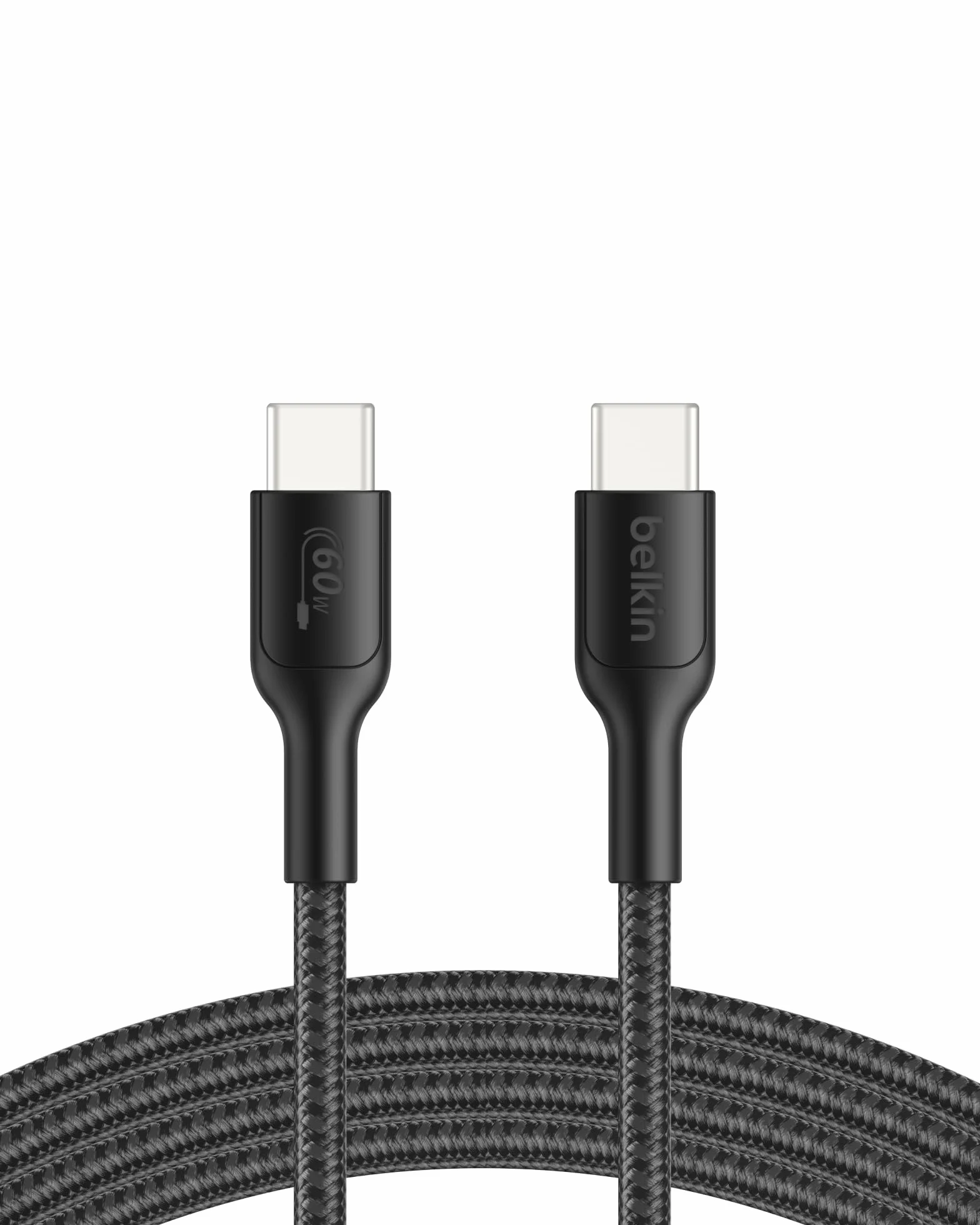 Belkin Kabel USB-C na USB-C dla graczy 60 W (2m), Kabel w oplocie do szybkiego ładowania Nintendo Switch 2, iPhone 16, iPhone 15, iPad, MacBook Air, Chromebook, Samsung Galaxy S25 Ultra – Czarny