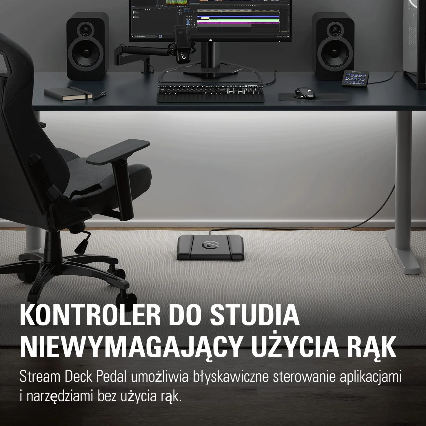 Elgato Stream Deck Pedal – kontroler do studia niewymagający użycia rąk, 3 przełączniki nożne makro, wyzwalanie działań w aplikacjach, takim jak OBS, Twitch, YouTube, działa z komputerami Mac, PC