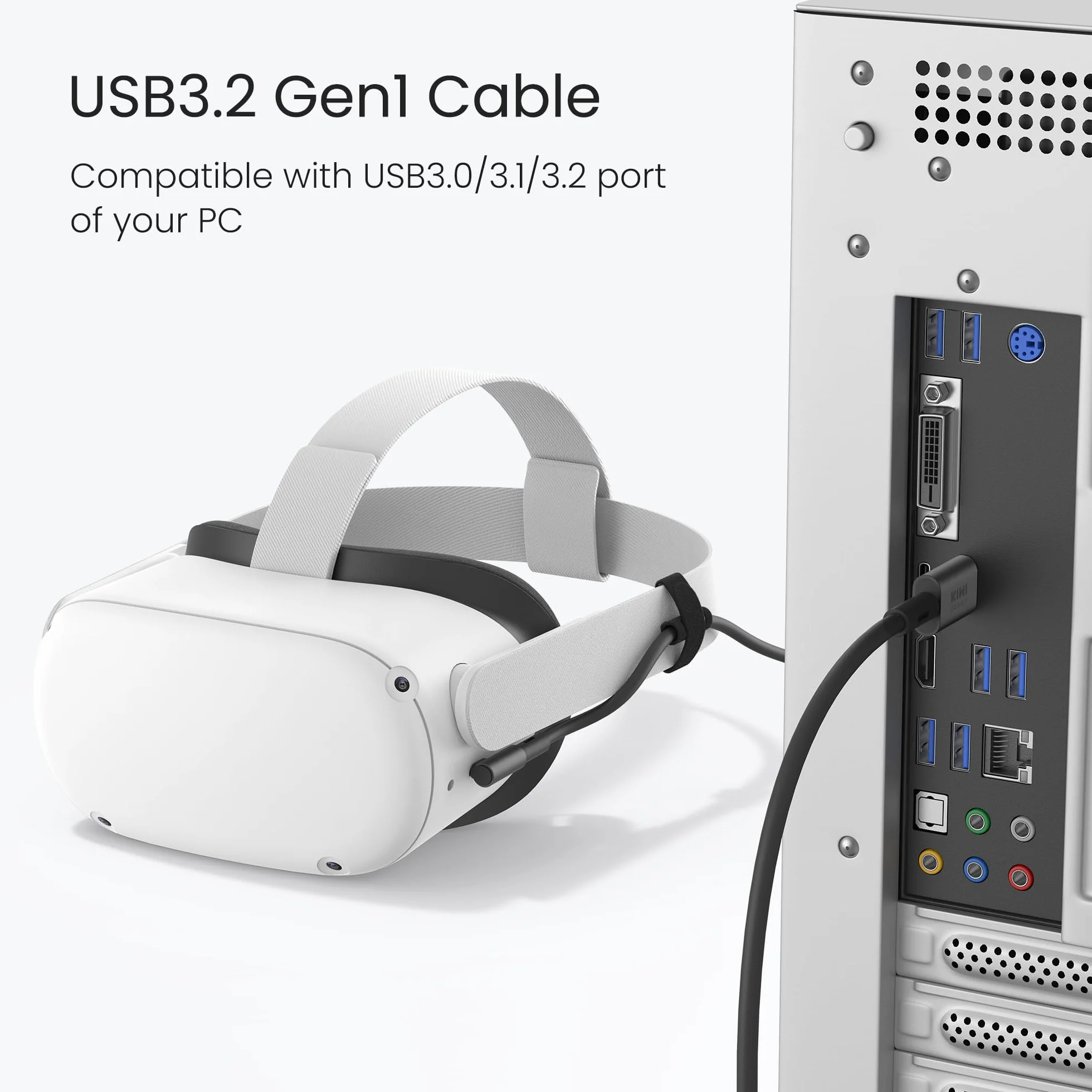 KIWI design Kabel łączący 6 m, kompatybilny z akcesoriami Oculus/Meta Quest 3S i Quest 3/2/Pro/Pico 4, kabel USB 3.0, z super prędkością 5 Gb/s