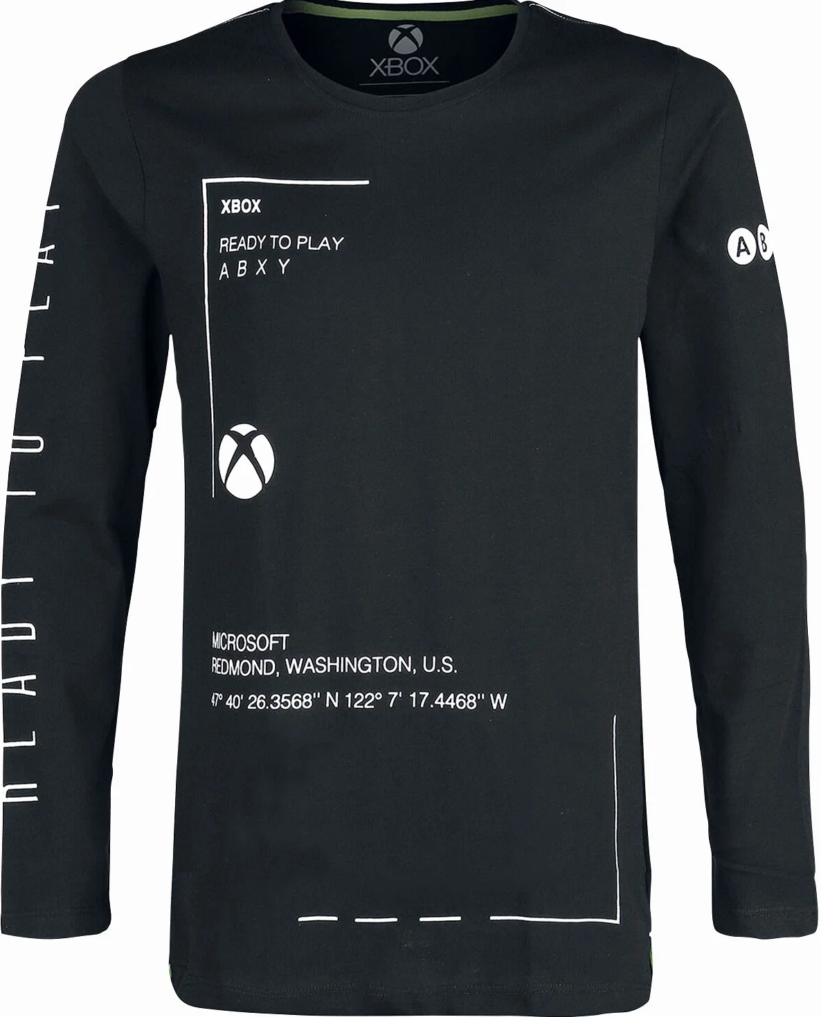 Xbox Ready to Play Męska koszula z długim rękawem, czarna, XXL, 100% bawełna, regularna, Czarny