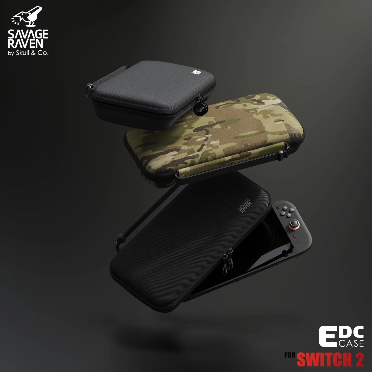 Savage Raven by Skull & Co. Every Day Slim Carrying Case for Nintendo Switch 2: Portable Hard Shell Protective Travel Case, Gaming, Console Protection