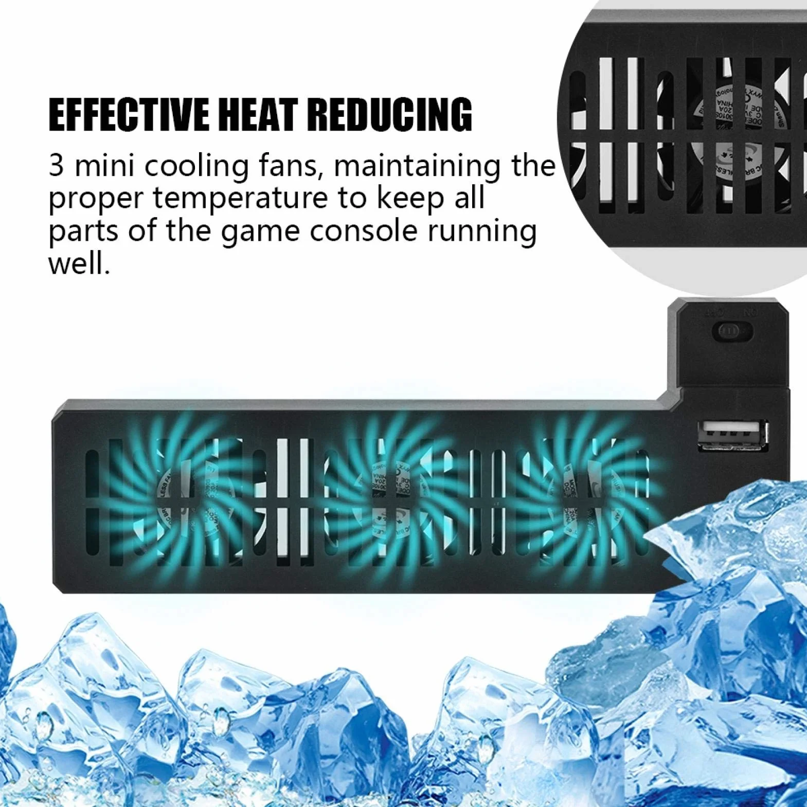 Wentylator chłodzący USB, wentylator chłodzący konsolę do gier, system chłodzenia dla konsoli Xbox One X, przenośny zewnętrzny wentylator chłodzący USB z redukcją ciepła montowany z boku dla konsoli d