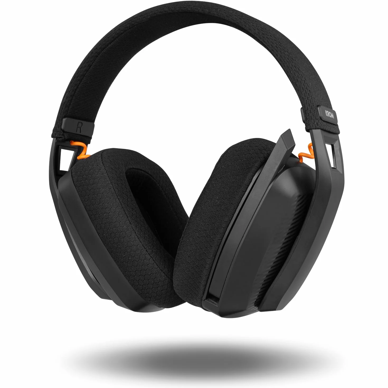 KROM KANJI - Bezprzewodowy zestaw słuchawkowy, Bluetooth 5.3, 2.4 GHz lub USB, głośniki 40 mm, wbudowana regulacja głośności i mikrofon, regulowany i lekki pałąk, czarny