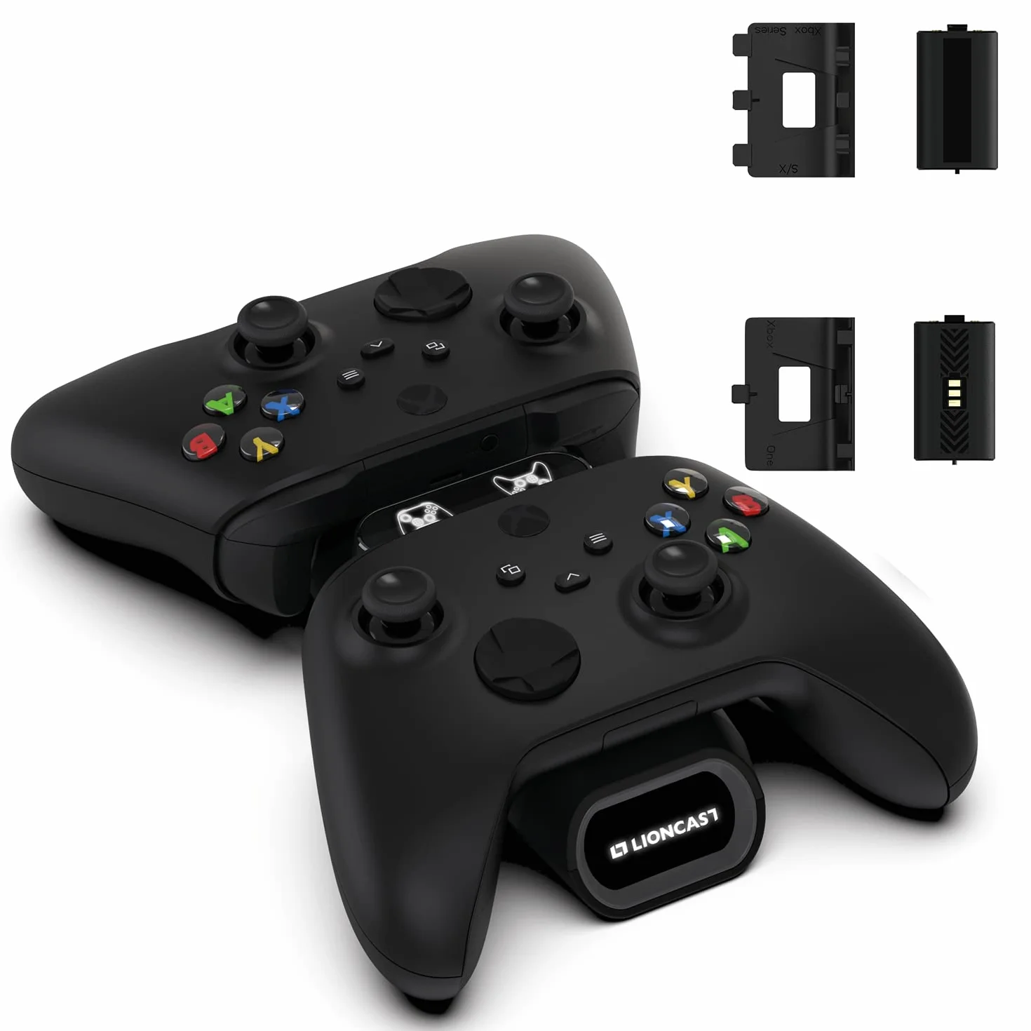 Lioncast Stacja ładująca do konsoli Xbox Controller z akumulatorem wielokrotnego ładowania (1200 mAh) dla Xbox