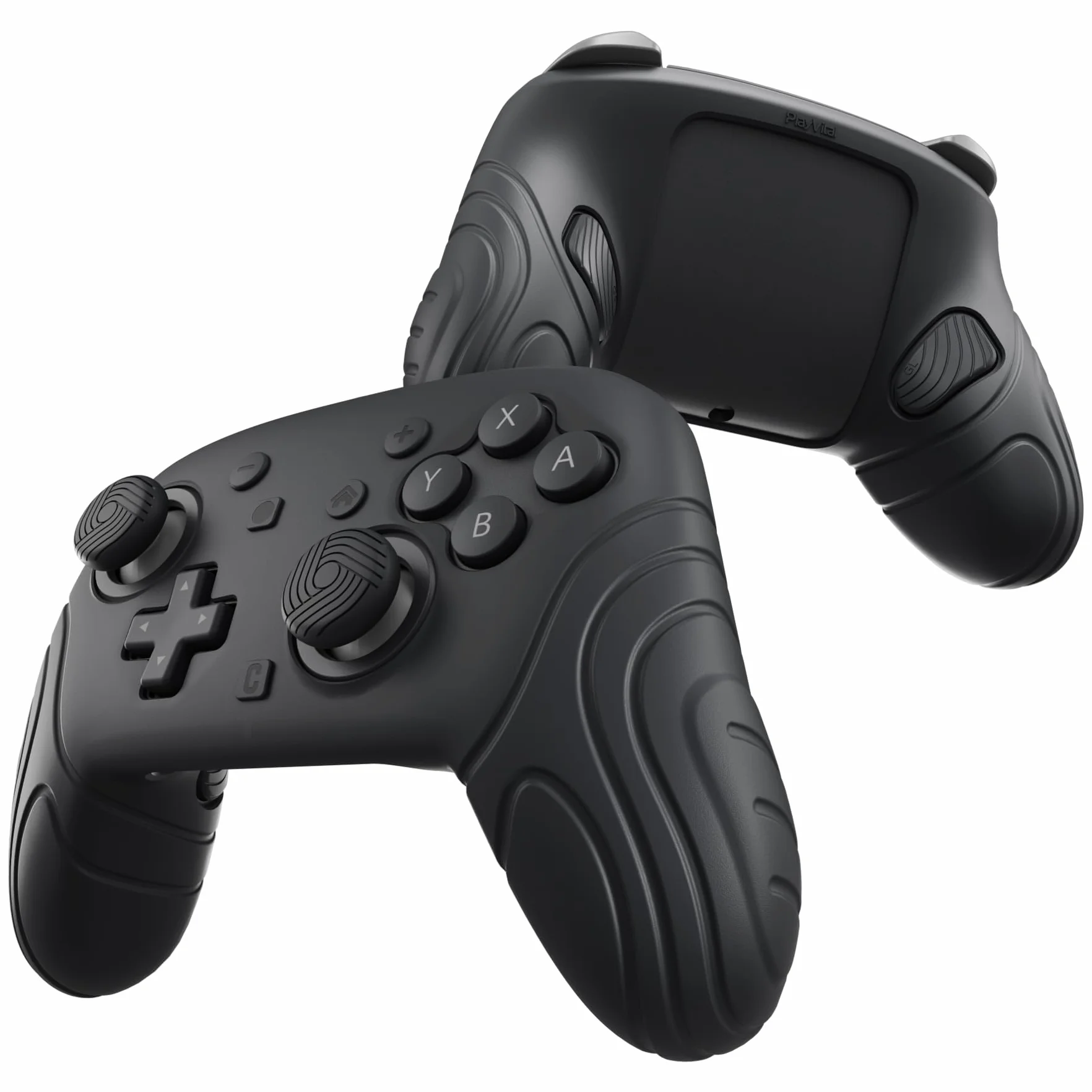 PlayVital Osłona na Kontroler do Switch 2 Pro z Osłonami na Tylne Przyciski & Nakładkami Joystick & Naklejkami,Silikonowe Etui Ochronne do Switch 2 Pro, Antywstrząsowy Grip-Czarny