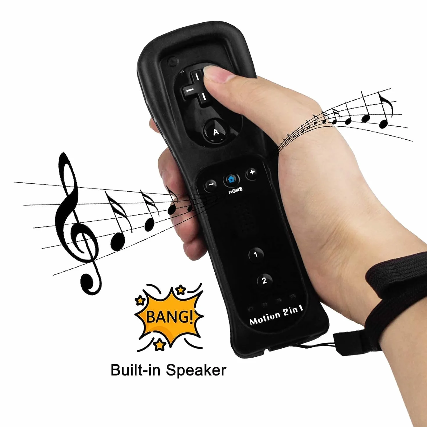 TechKen zestaw 2 sztuki kontrolerów Wii lewostronnych z Motion Plus, pilot Wii Remote Motion Plus z silikonową osłoną i opaską na rękę