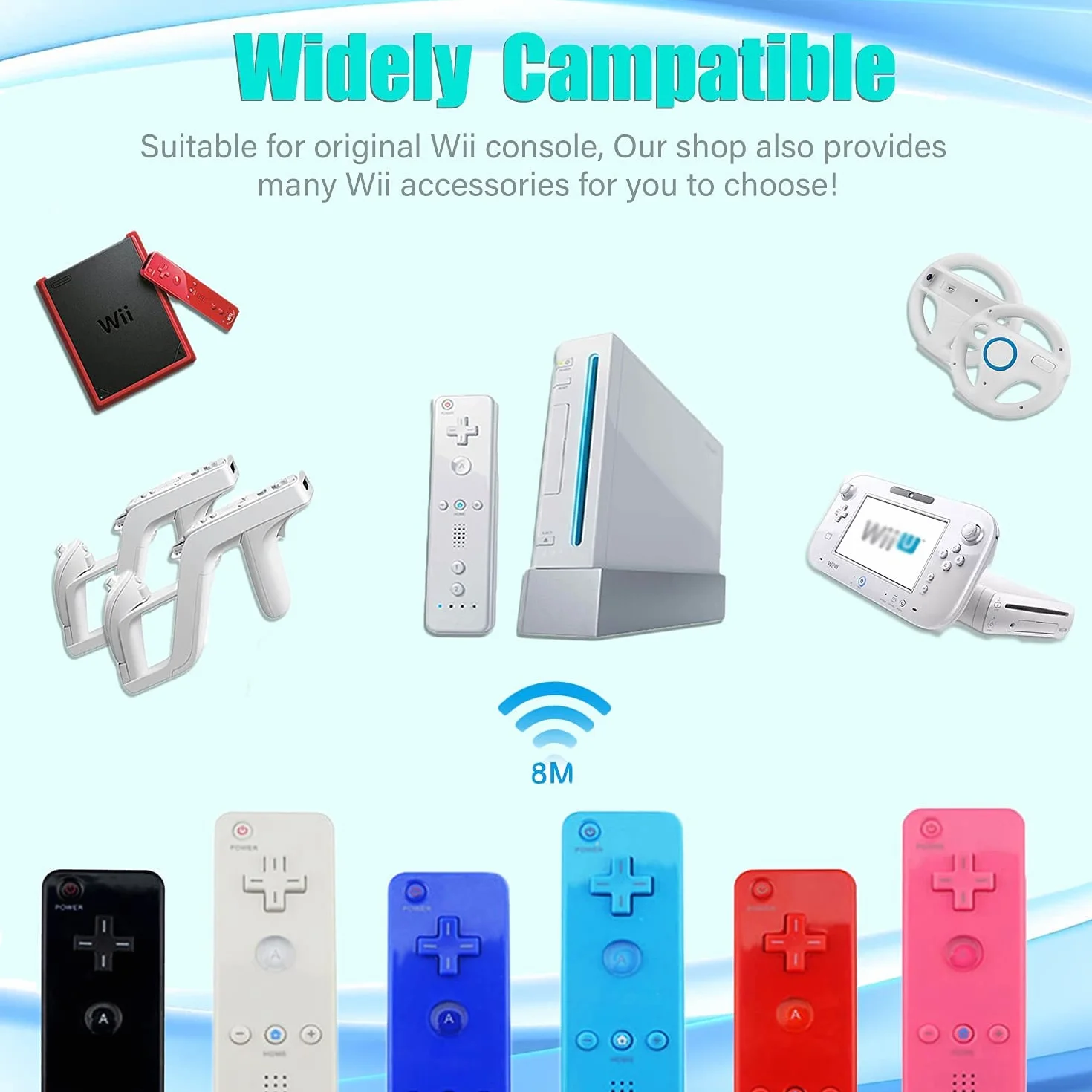 TechKen Zestaw 2 szt. Wii Remote Plus z Motion Plus i Nunchuck - Kontroler Zamiennik do Wii/WiiU