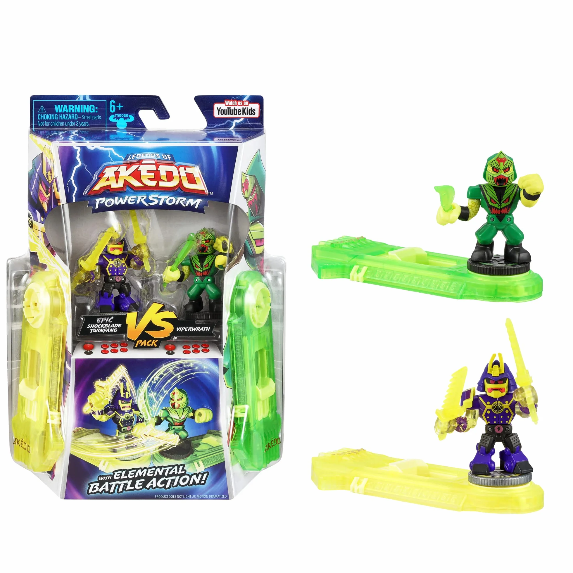 Legends of Akedo Powerstorm kontra opakowanie 2 mini wojownicy walczący i 2 kontrolery bojowe Epic Shockblade Twinfang kontra Viperwrath, 15172