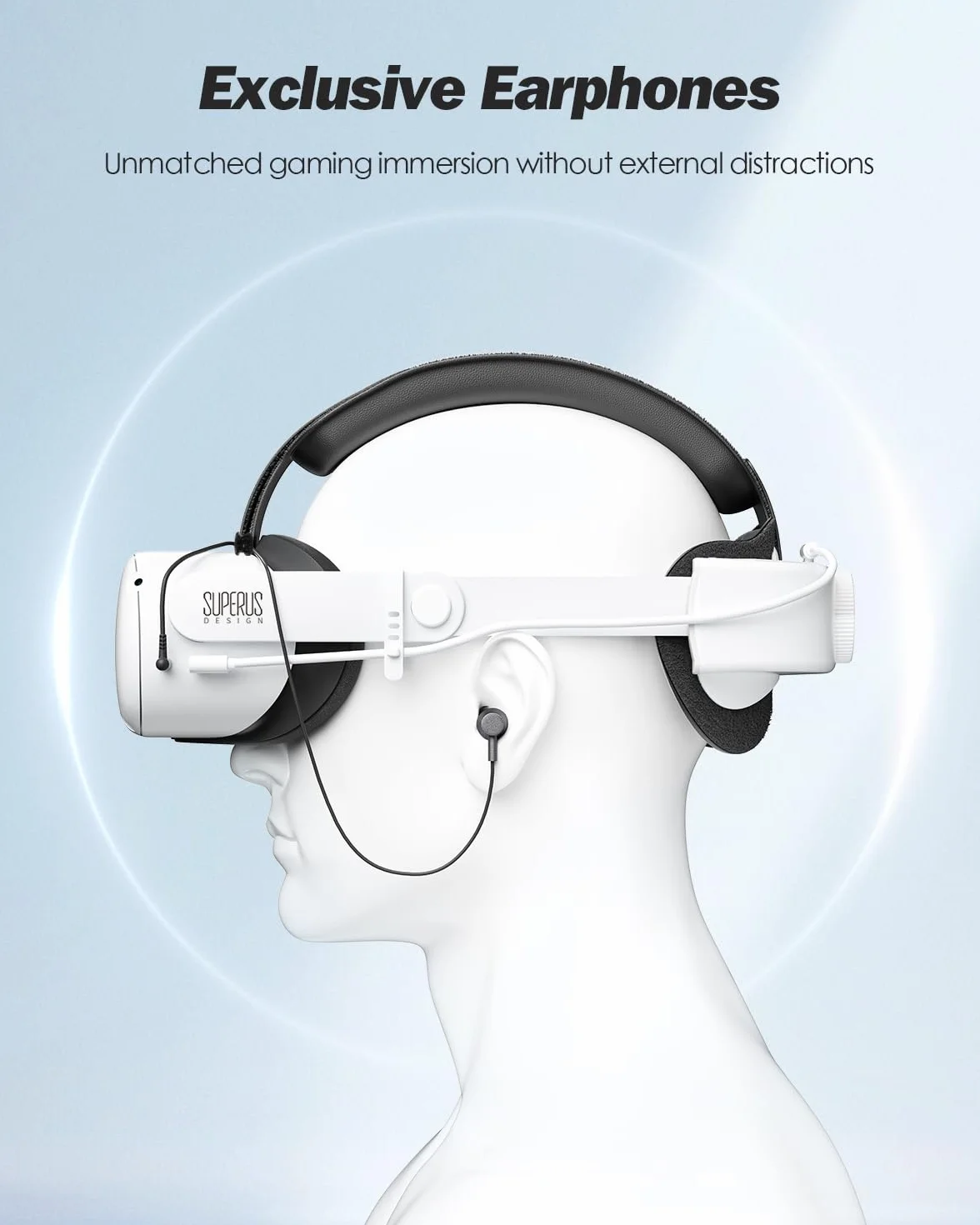 SUPERUS Pasek na głowę baterii dla Quest 2 ze słuchawkami, regulowany pasek elitarny, akcesoria zastępcze dla Meta/Oculus Quest 2, wydłuża czas odtwarzania i zmniejsz nacisk na głowę