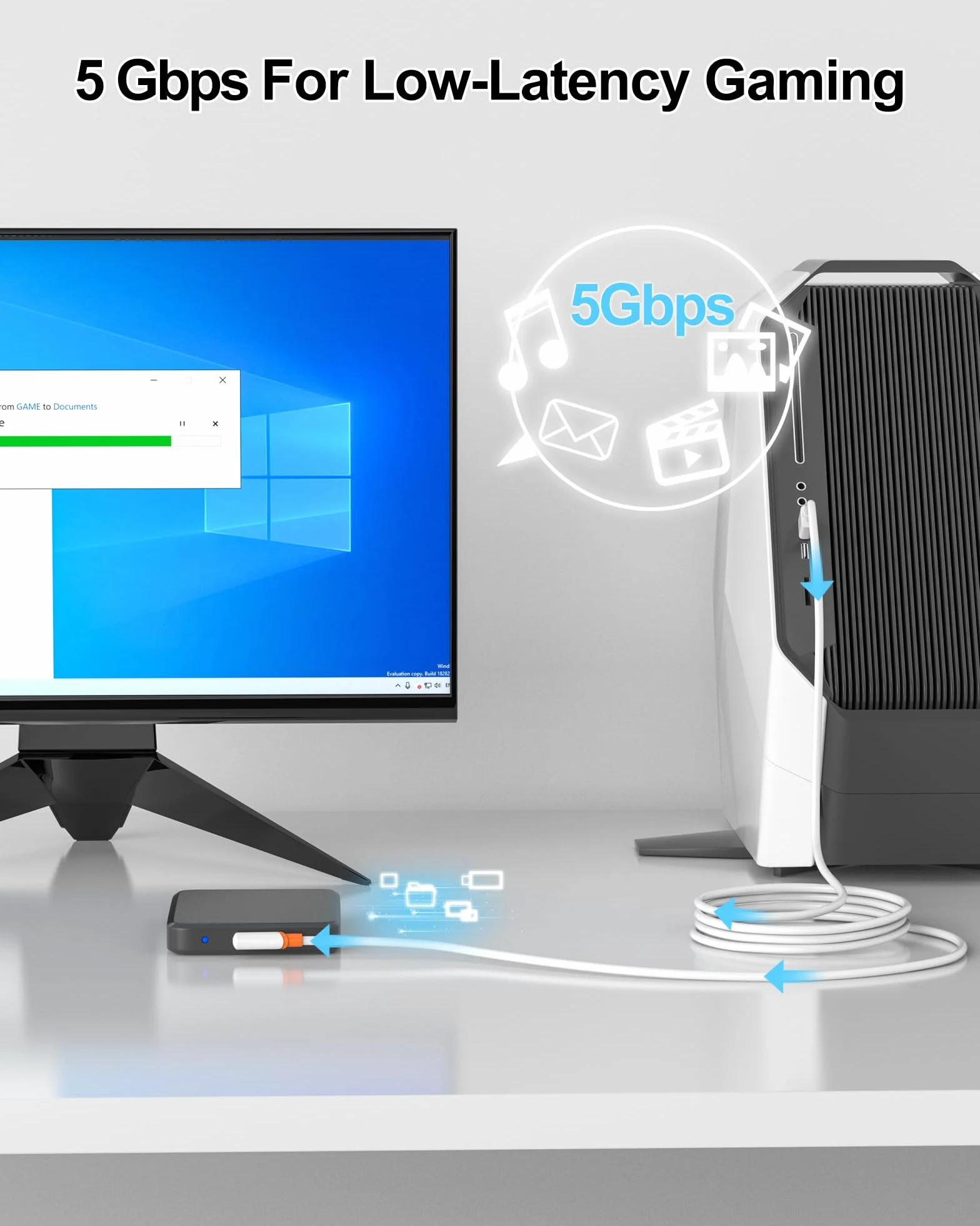 TRANSNOVO Link Cable 16ft kompatybilny z Meta/Oculus Quest 3, Quest 2/Pro/Pico 4 oraz z PC/SteamVR, 5Gbps High-Speed PC Data Transfer, USB 3.2 Gen 1 A-C Quest Link Cable do gier na VR Headset