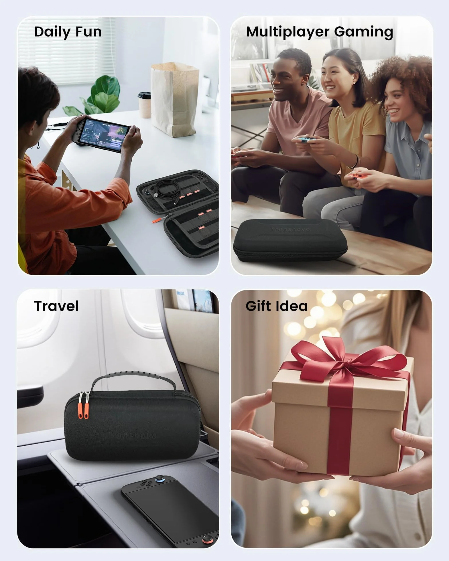 TRANSNOVO Carrying Case Compatible with Nintendo Switch-2, Lightweight & Durable Travel Case, Card Storage for 24 Games & Accessories, Soft Lining, Water-Resistant EVA Shell, Rubber Handle, Black-2025