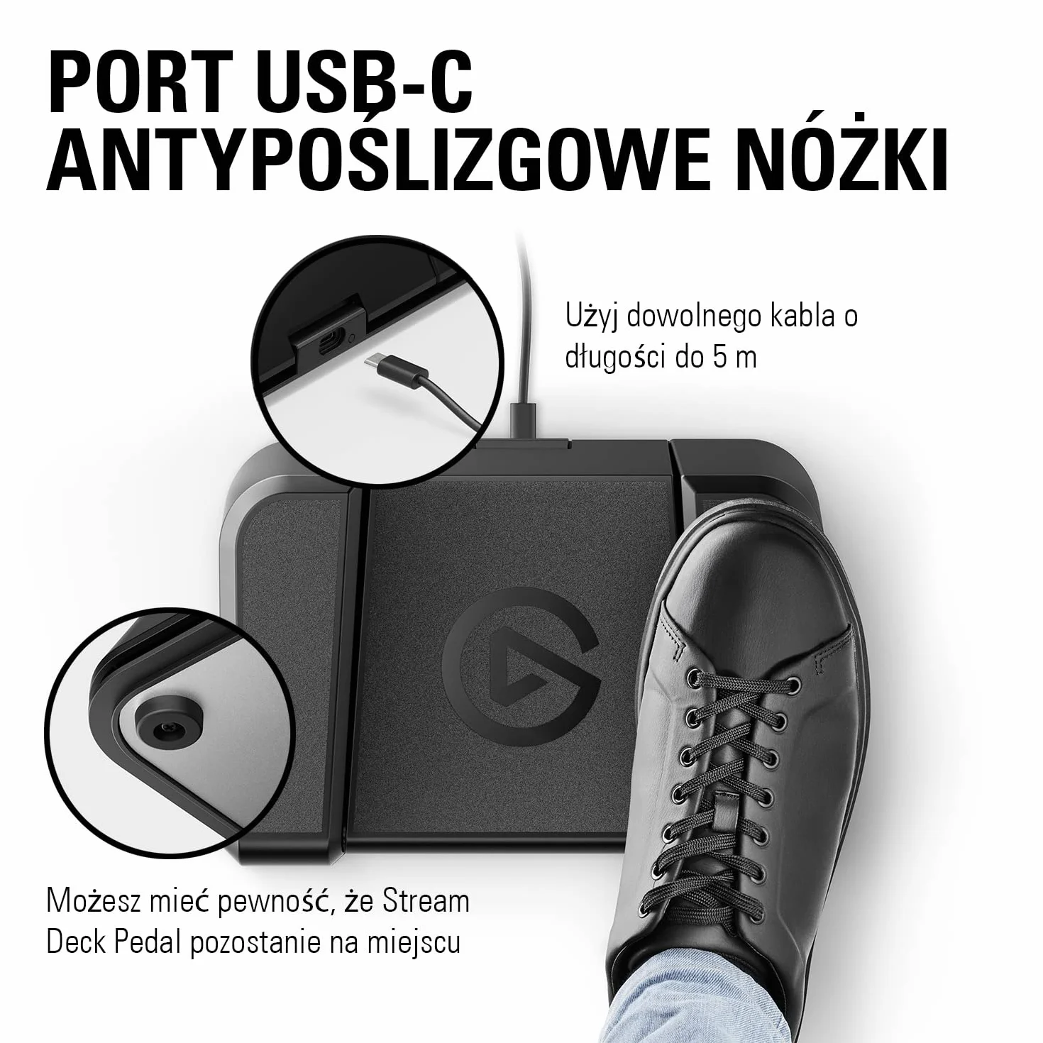 Elgato Stream Deck Pedal – kontroler do studia niewymagający użycia rąk, 3 przełączniki nożne makro, wyzwalanie działań w aplikacjach, takim jak OBS, Twitch, YouTube, działa z komputerami Mac, PC