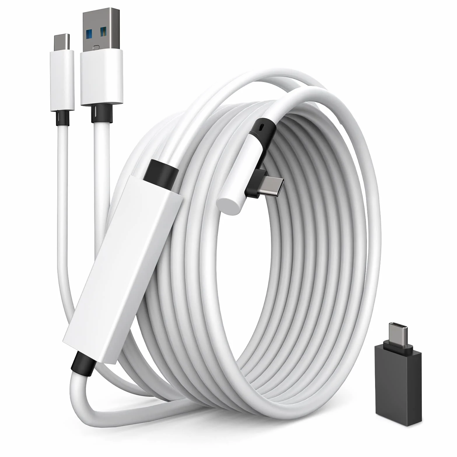 Kabel łączący 2 w 1, kompatybilny z Oculus/Meta Quest 2, z oddzielną funkcją ładowania USB C do zestawu słuchawkowego VR, 5 metrów, USB 3.0 na typ C, akcesoria do Steam VR/PC do gier