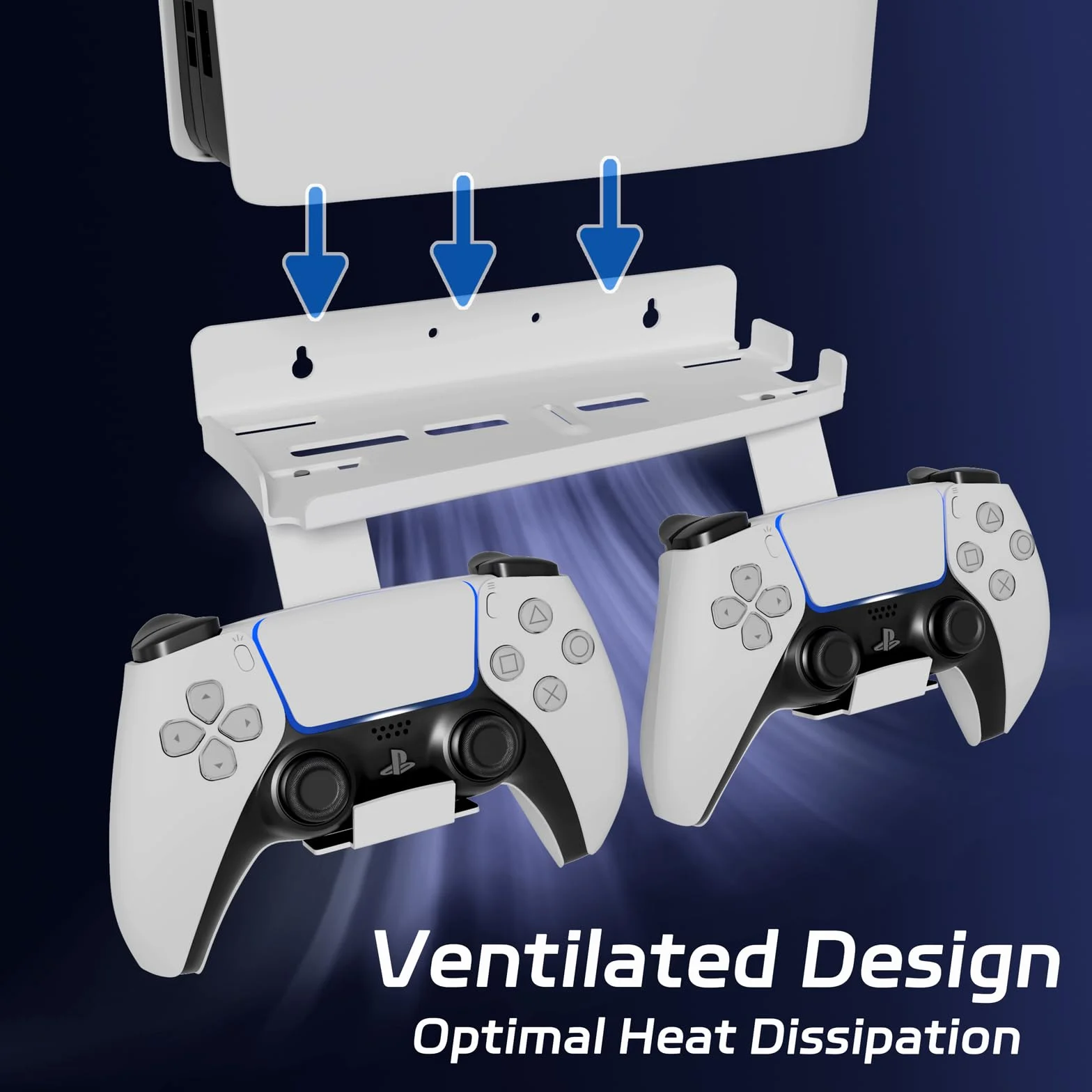 sciuU Uchwyt ścienny do konsoli i kontrolera PS5 Slim / PS5 Pro - stalowy wspornik ścienny 2mm kompatybilny z PlayStation 5 Slim wersje Disc/Digital + uchwyt na 2 kontrolery do gier