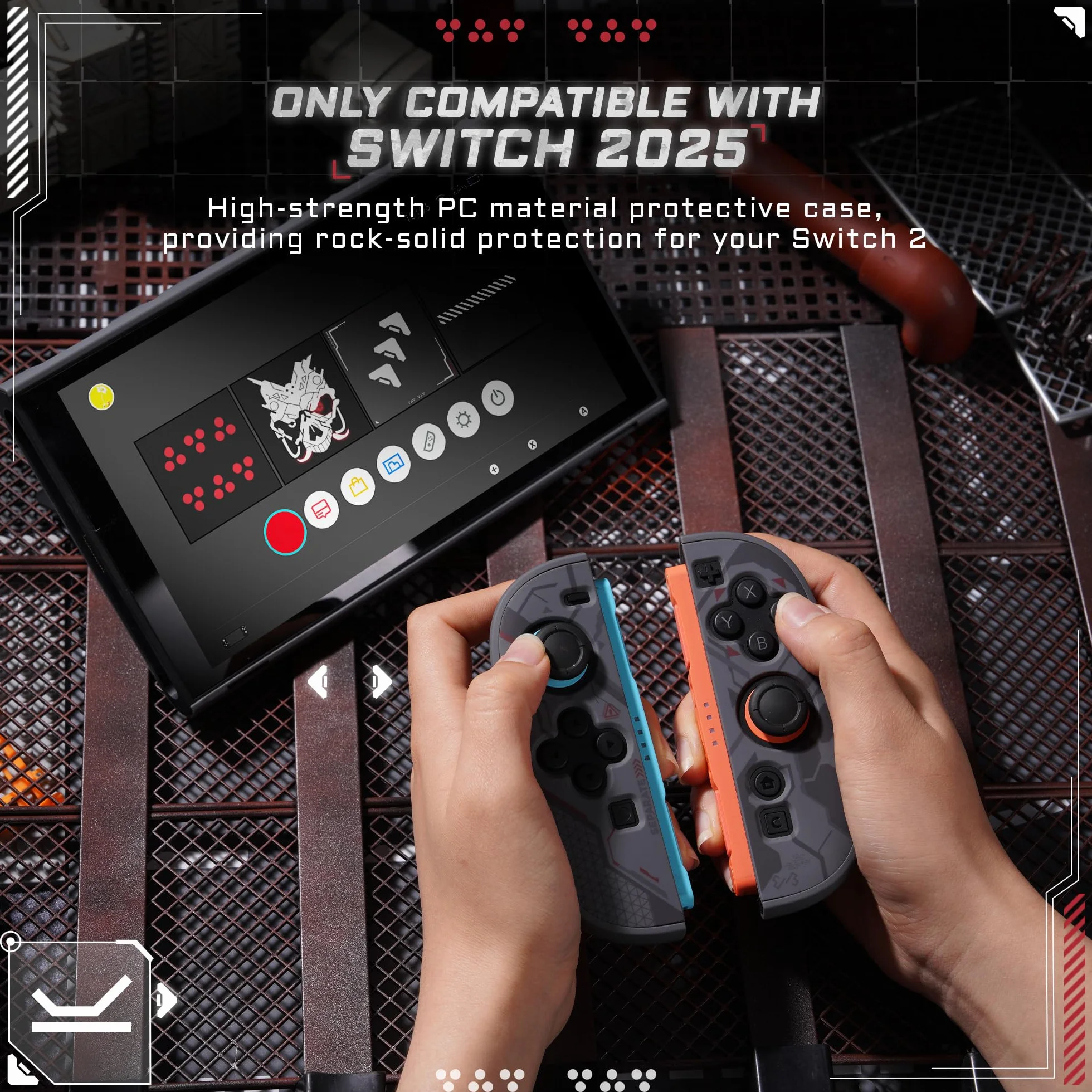 GeekShare Etui ochronne kompatybilne z Switch 2, dokowane etui z kreskówki kompatybilne z Switch 2, odporne na zarysowania i uderzenia wzornictwo – Cyber-Mech
