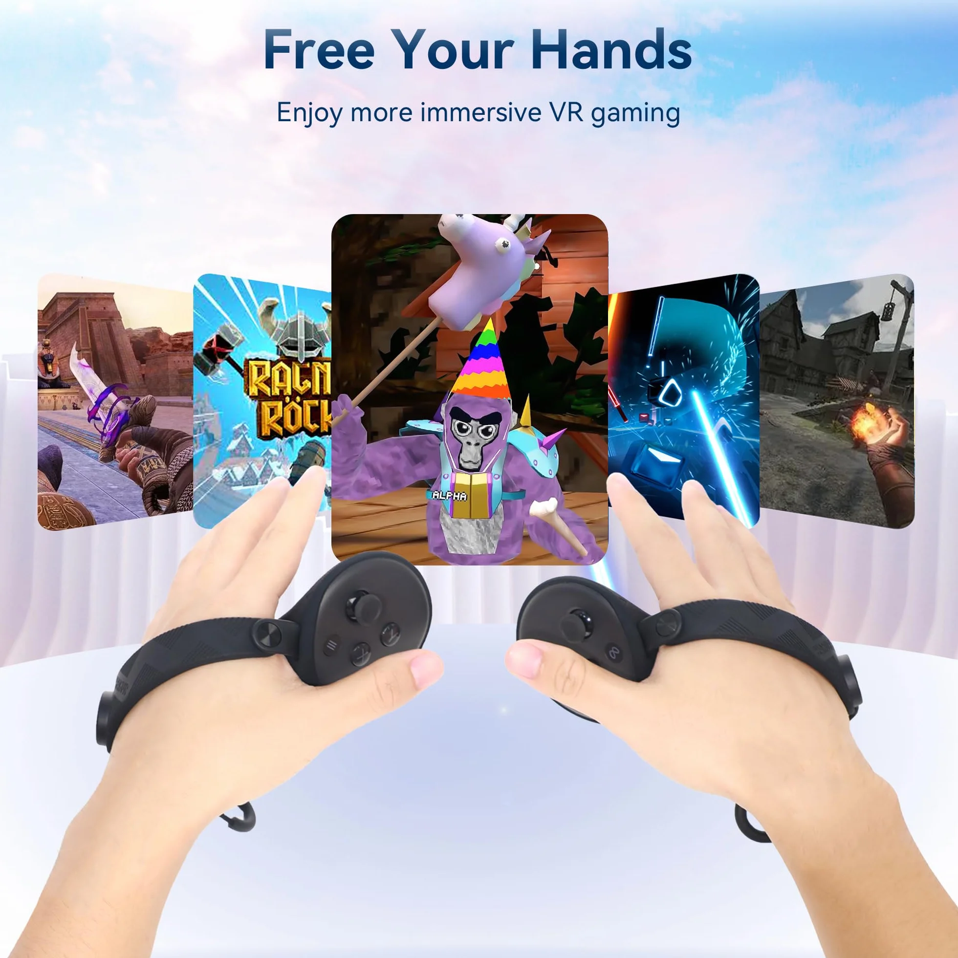 AMVR Rozszerzona osłona uchwytu kontrolera, kompatybilna z akcesoriami Meta/Oculus Quest 3S/Quest 3, z osłoną otwierania baterii i ochroną paska na kostkę