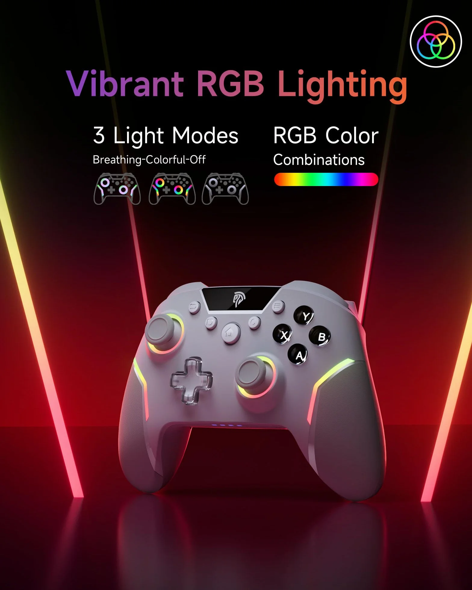 EasySMX X20 Bezprzewodowy Kontroler PC z RGB/Hall Joystick i Triggerem, Kontroler Switch Bluetooth z Akumulatorem 1000mAh, Kontroler do Telefonu dla PC/Switch/Urządzeń Android/iOS/Steam