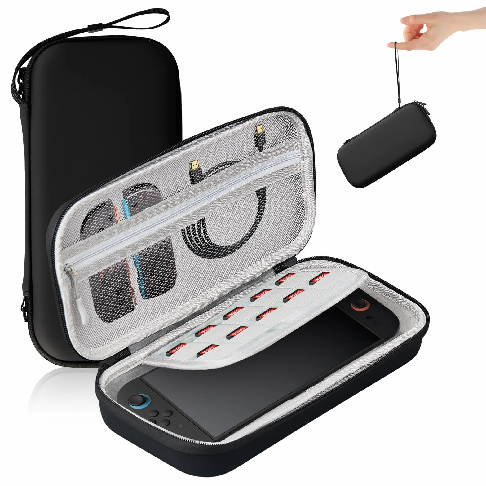 AriKroii Torba do przenoszenia kompatybilna z Nintendo Switch 2, przenośna torba podróżna z 12 kartridżami do gier, twarda obudowa ochronna z kieszeniami na akcesoria i gry