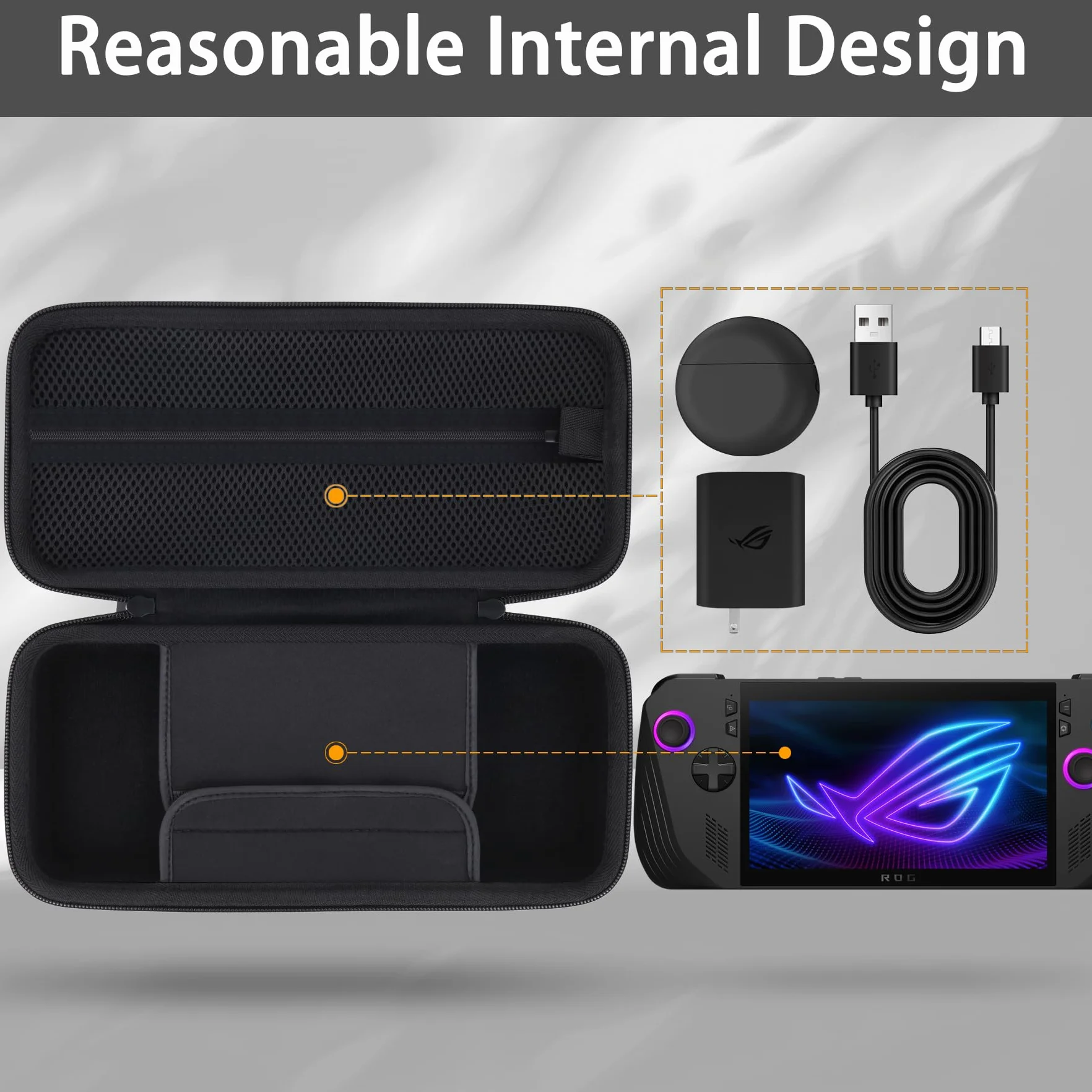 co2CREA Etui podróżne do konsoli do gier ASUS ROG Ally/ASUS ROG Ally X 2024, Czarny, For ROG Ally X 2024, Nowoczesny